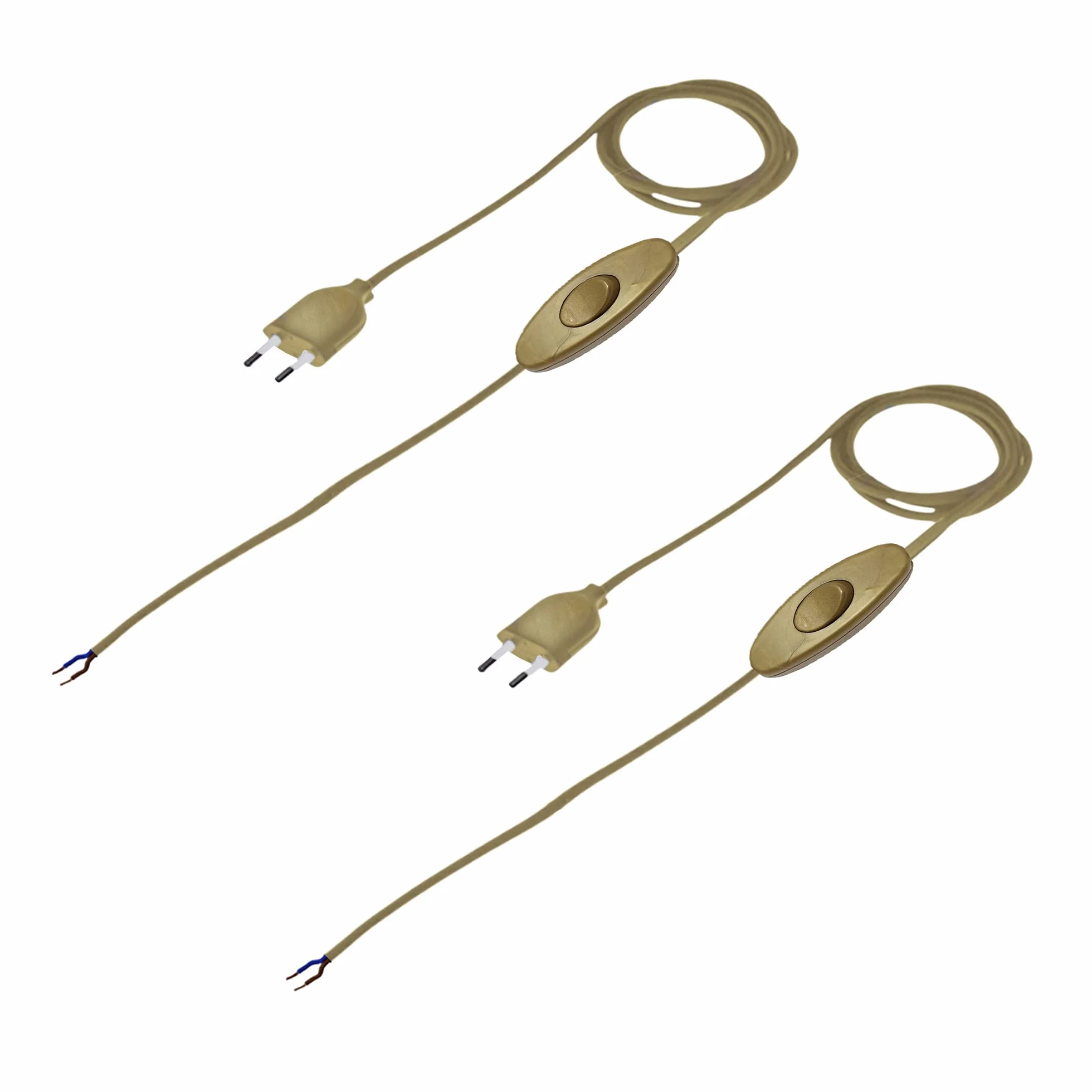 Enchufe con Cable 1.5m Interruptor en Cabezal Libre 50cm Oro 2 Pack