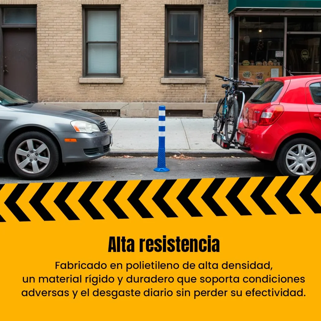 PARKING FACIL Bolardo de Señalización con Bandas Reflectantes | Hito de 75 cm | Pilona Resistente para Parking | Bolardos para Parking | Postes Separadores, Incluye Tornillería para Fijación | 1 Azul