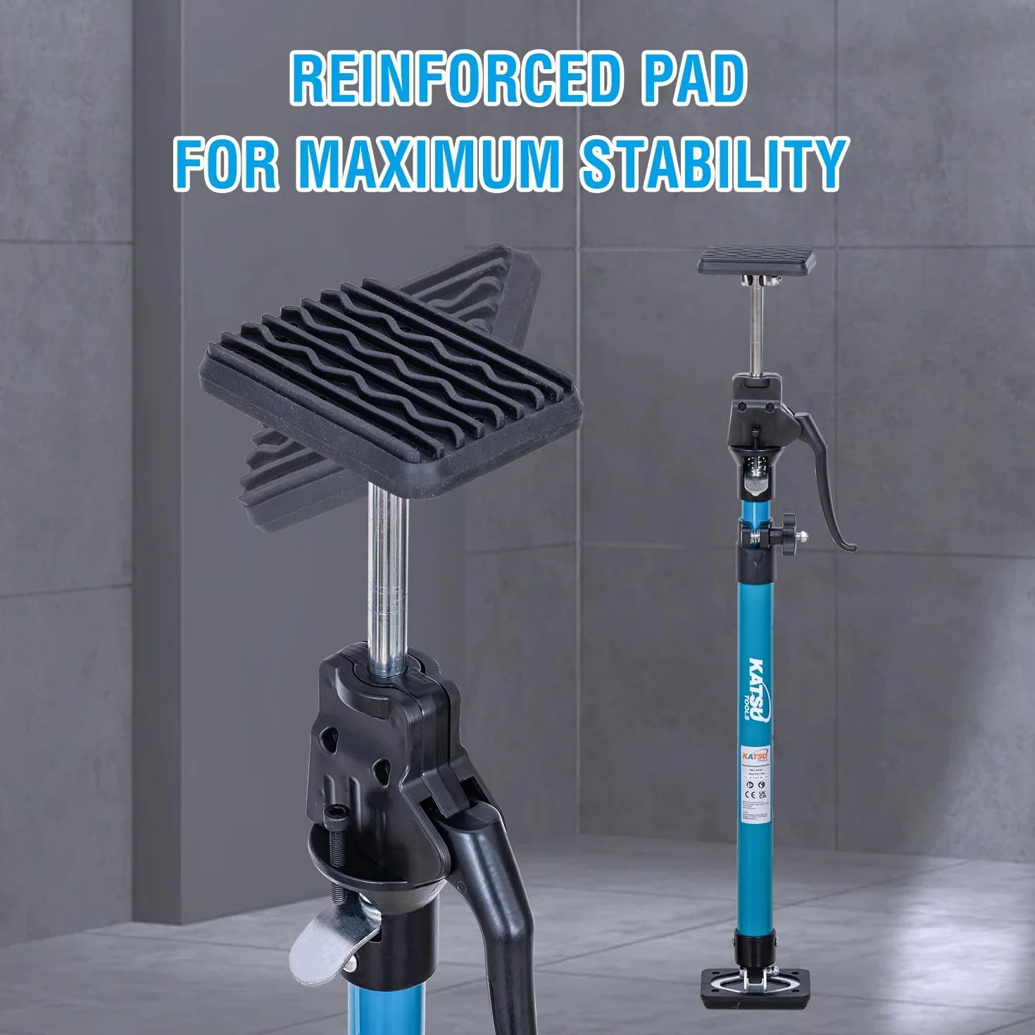 KATSU Tools - Juego de 2 barras telescópicas de soporte rápido de acero de 40-60 cm, capacidad de carga de 40 kg, para puntal de marco de puerta de gabinete de yeso