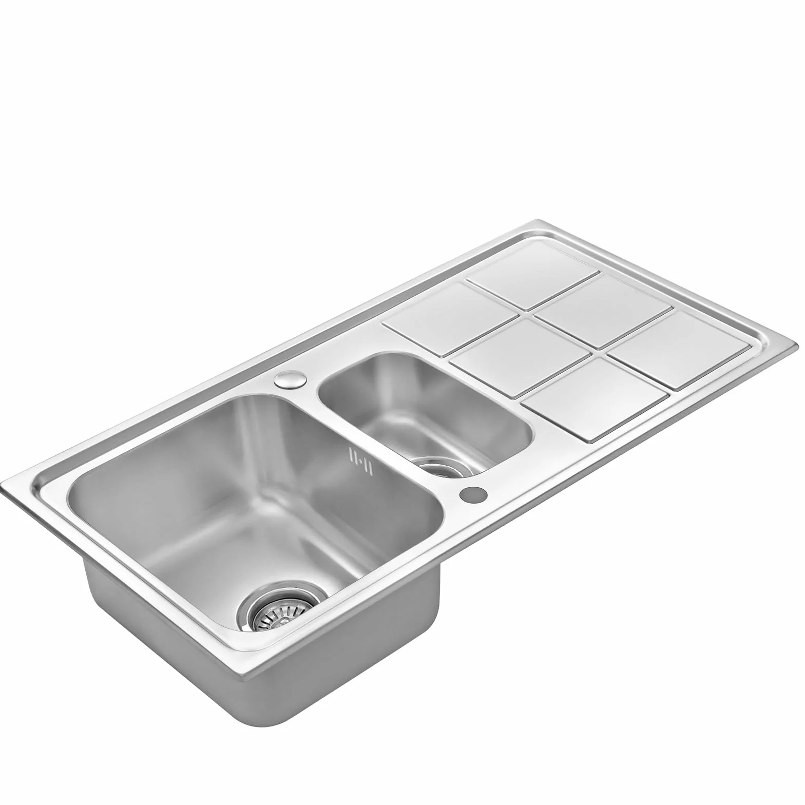 JASSFERRY Fregadero de cocina 1,5 senos, de Acero Inoxidable, escurridor reversible, con colador de residuos