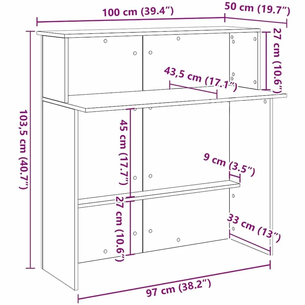 vidaXL Mostrador de recepción Blanco 100x50x103,5 cm Madera de ingeniería