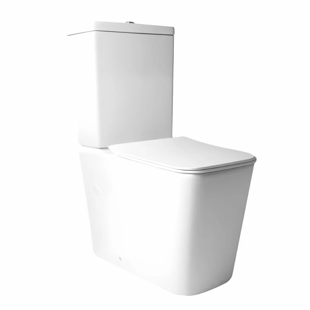 Inodoro De Cerámica, Wc Compacto Sistema Rimless Atibacterias, Tapa Dura Extrafina Amortiguada, Salida Dual