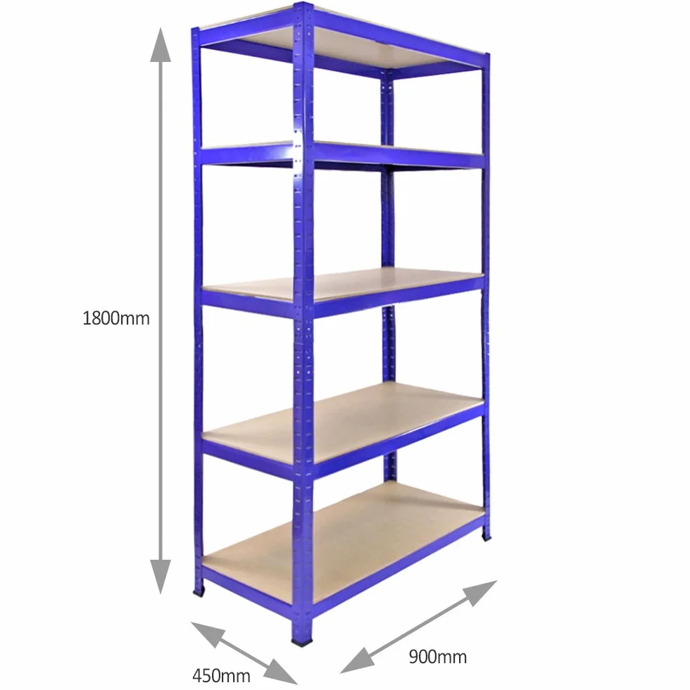 3 Estanterías Azules Metalicas T-Rax Sin Tornillos 90x45x180cm con 5 Estantes Baldas Repisas Capacidad Peso 280kg por Estante Almacenamiento Almacenaje Herramientas Taller Garaje + Mazo de Goma GRATIS