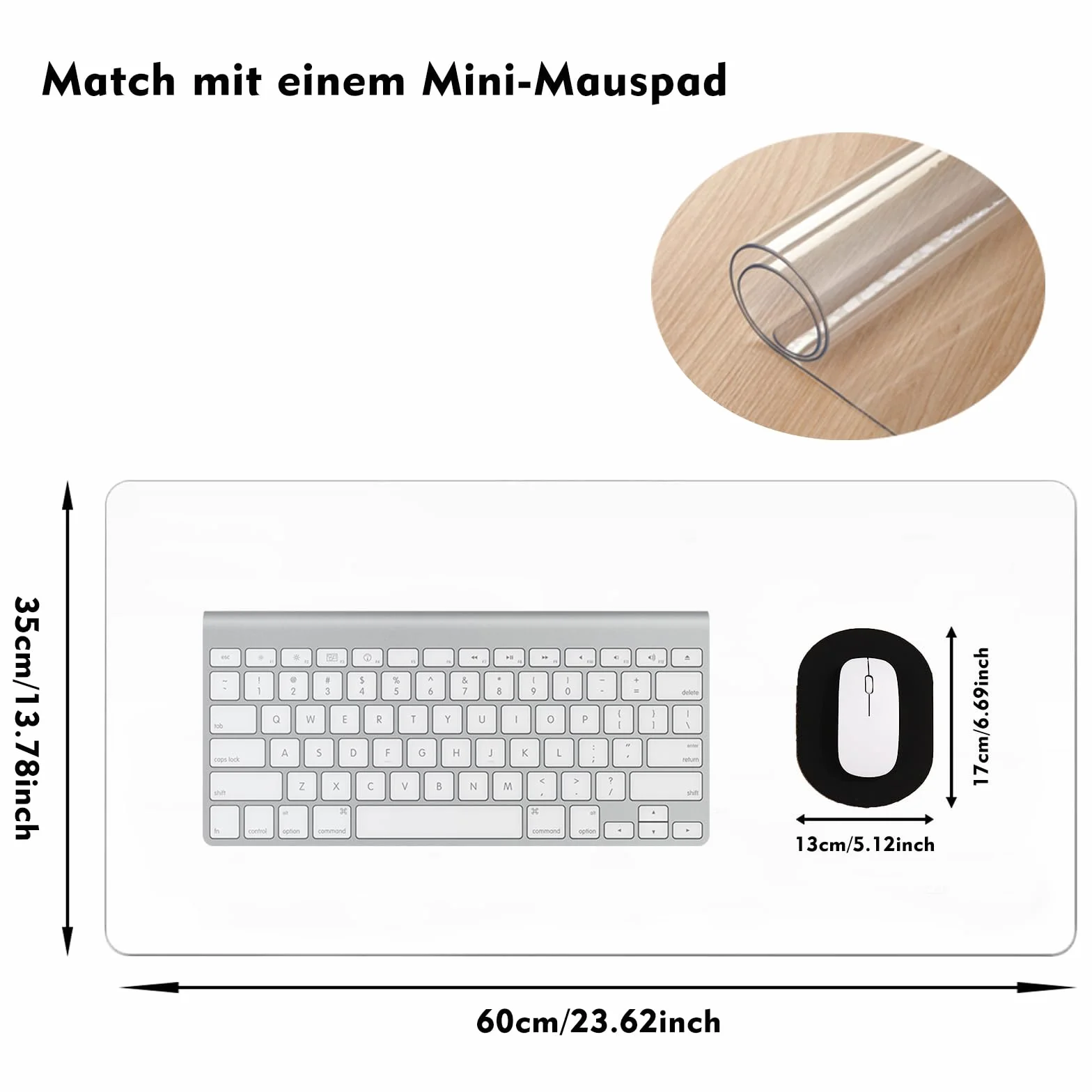 Protector de escritorio transparente PVC 60x35 cm antideslizante impermeable