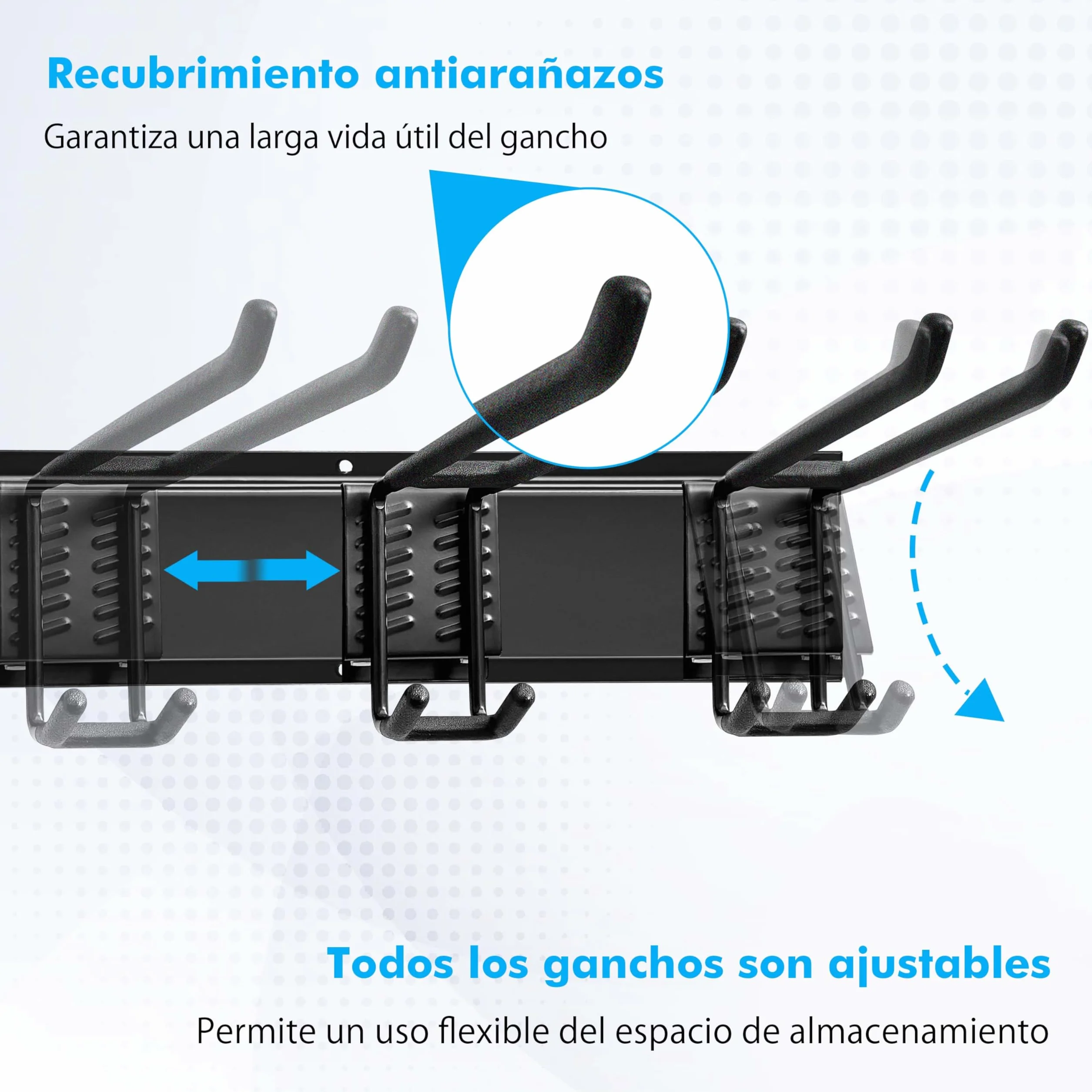 Mimoke Soporte de pared para herramientas de garaje y jardín, organizador con varios ganchos para herramientas de jardín, herramientas eléctricas y más (5 paneles con 15 ganchos)