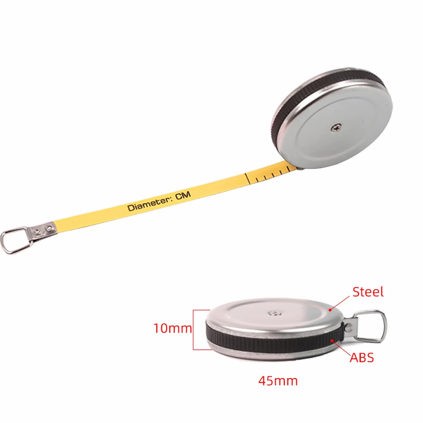 WINTAPE Cinta Métrica 2 m, Bobinado Automático, Medir Diámetro mm, Carcasa de Metal