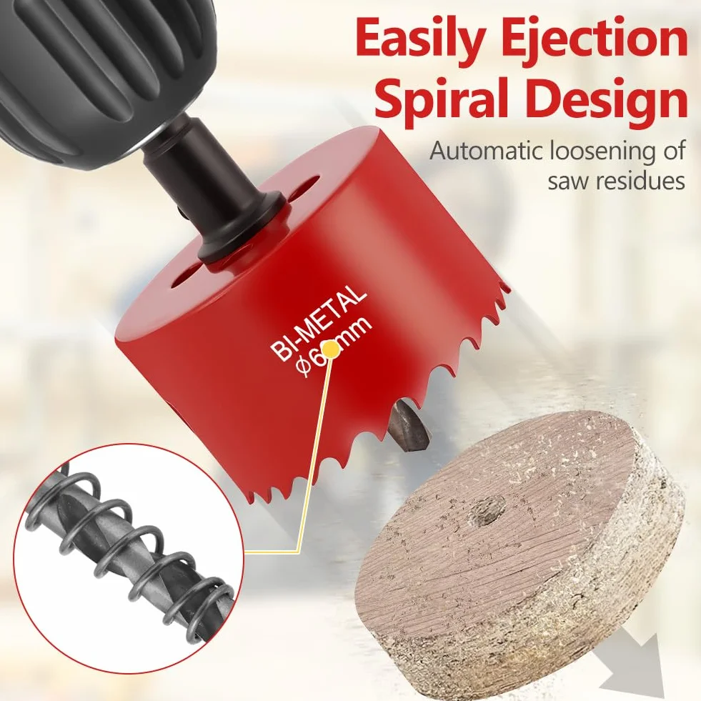 Flintronic Sierra de Corona Bimetálica de 60mm, Sierra de Corona 60mm Diámetro, Broca Perforadora para Madera y Metal, con Adaptador y Broca Piloto, para Aluminio, Aluminio, Hierro, Tubo de Plástico