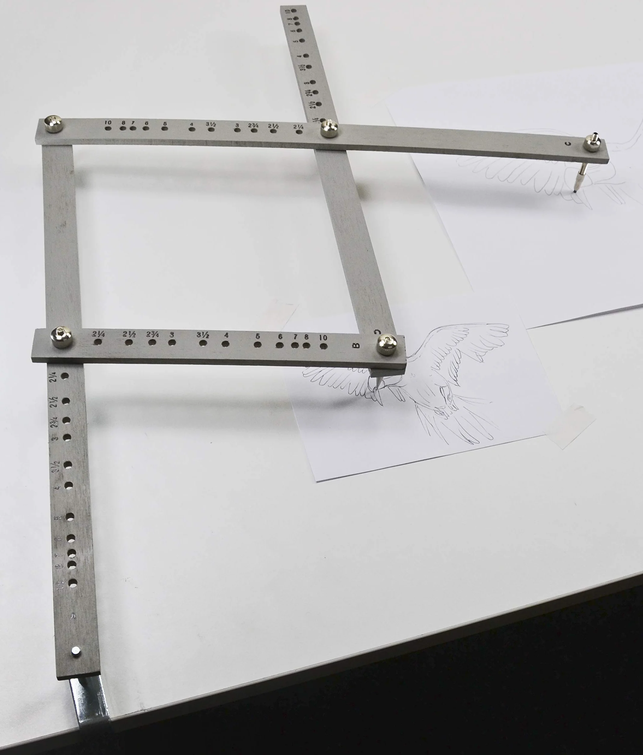 GRAPHOPLEX Pantógrafo de madera 35 cm Herramienta de reproducción y ampliación de dibujos Precisión