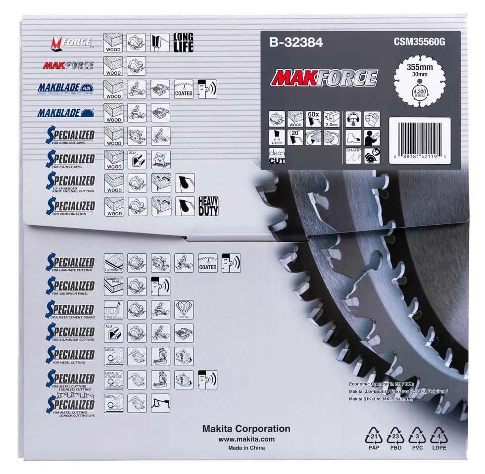 Makita B-32384 Hoja Makforce T.C.T. 355x30mm 60T Madera