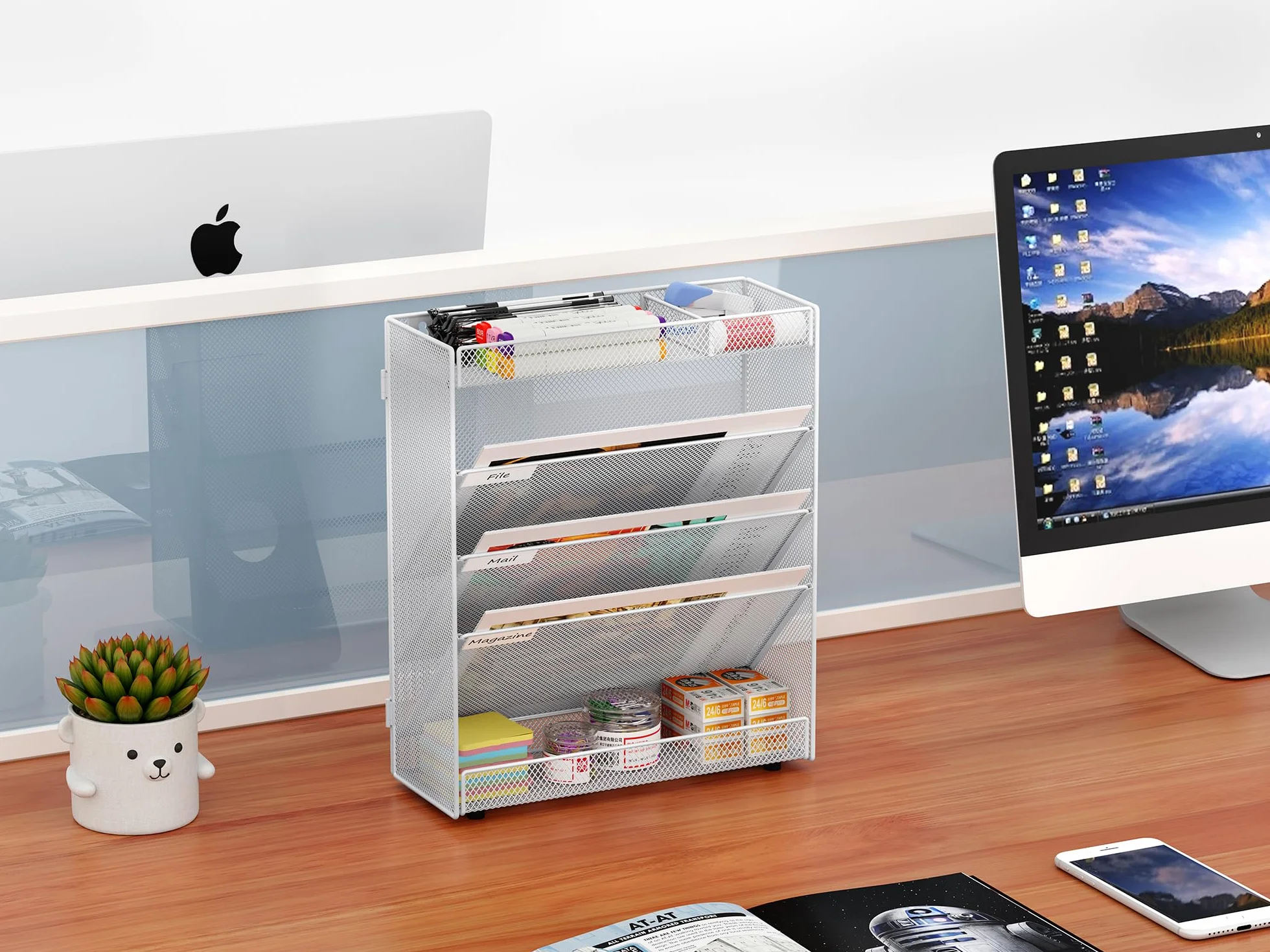 EasyPAG Organizador de pared de malla A5 niveles, blanco