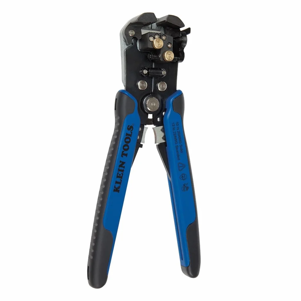 Klein Tools 11061 | Pelacables autoajustable 0,2–1 mm² | Cabeza autoajustable | Tope regulable | Rueda de tensión | Cortador integrado | 21 cm