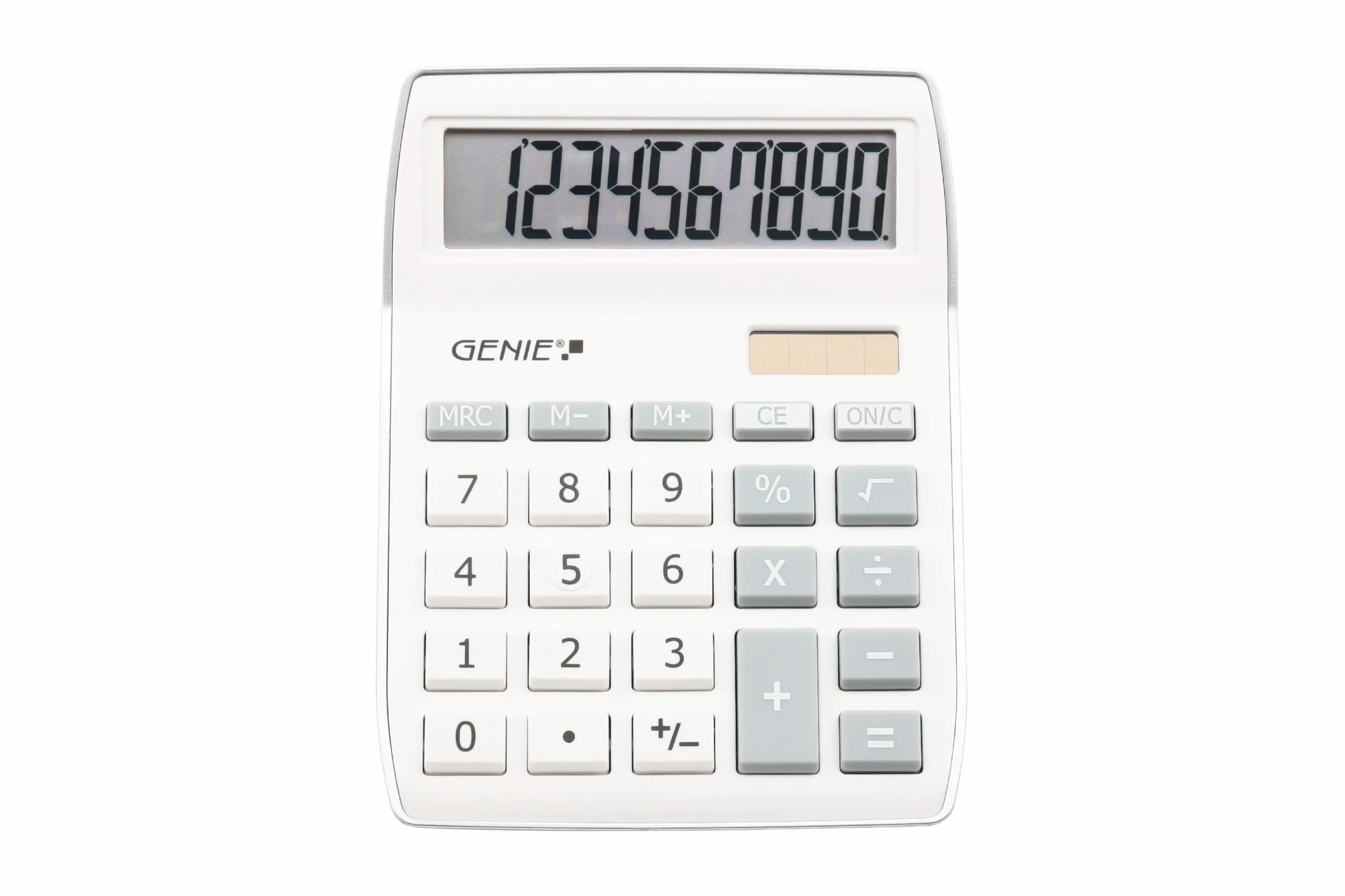 Genie 840 S Calculadora pantalla inclinada 10 dígitos panel solar batería plateado