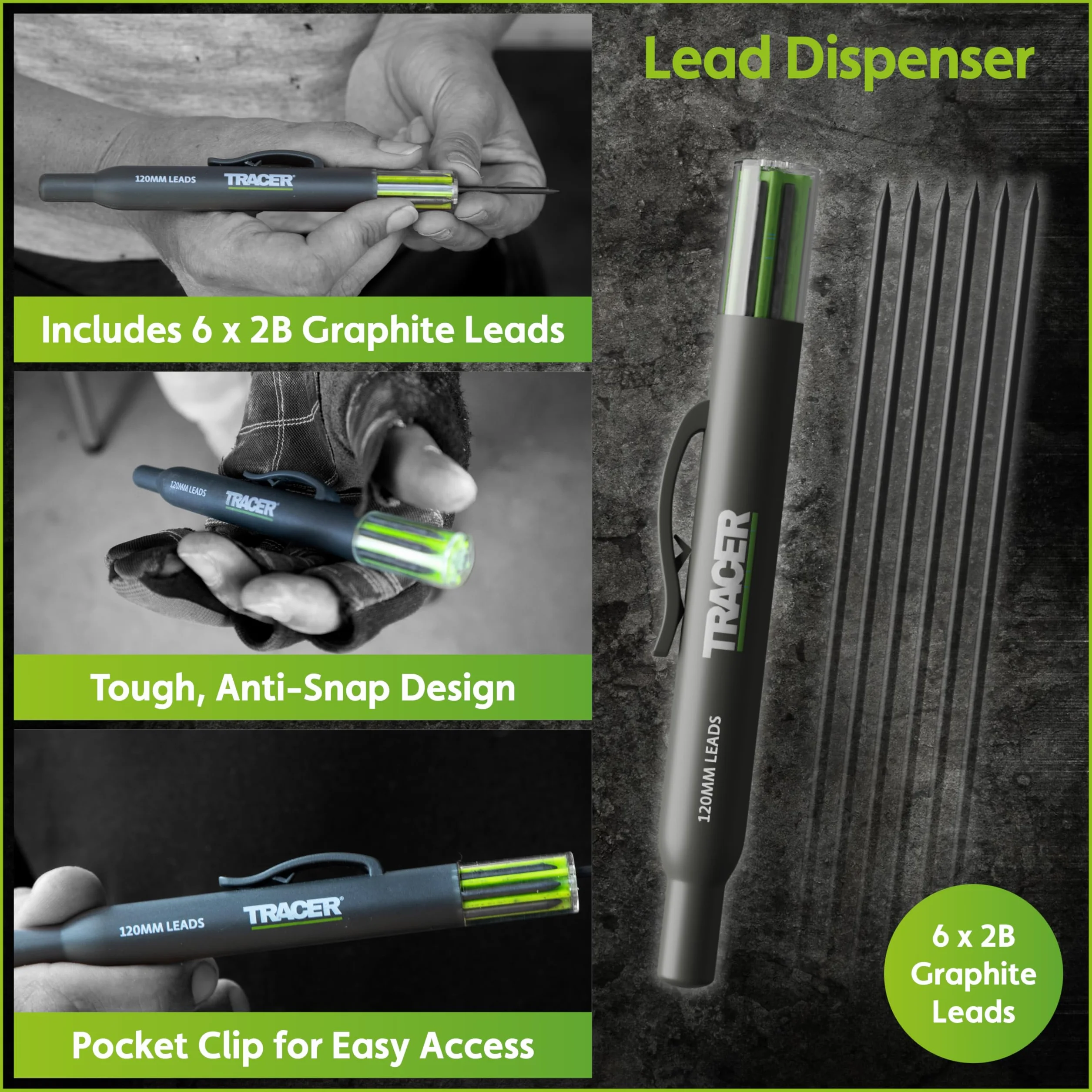 Tracer ProScribe APST2 | Herramienta de Trazado Multifunción con Gramil, Lápiz de Agujero Profundo y Estuche | +15 Aplicaciones | Carpinteros, Albañiles | Madera, Metal, Plástico