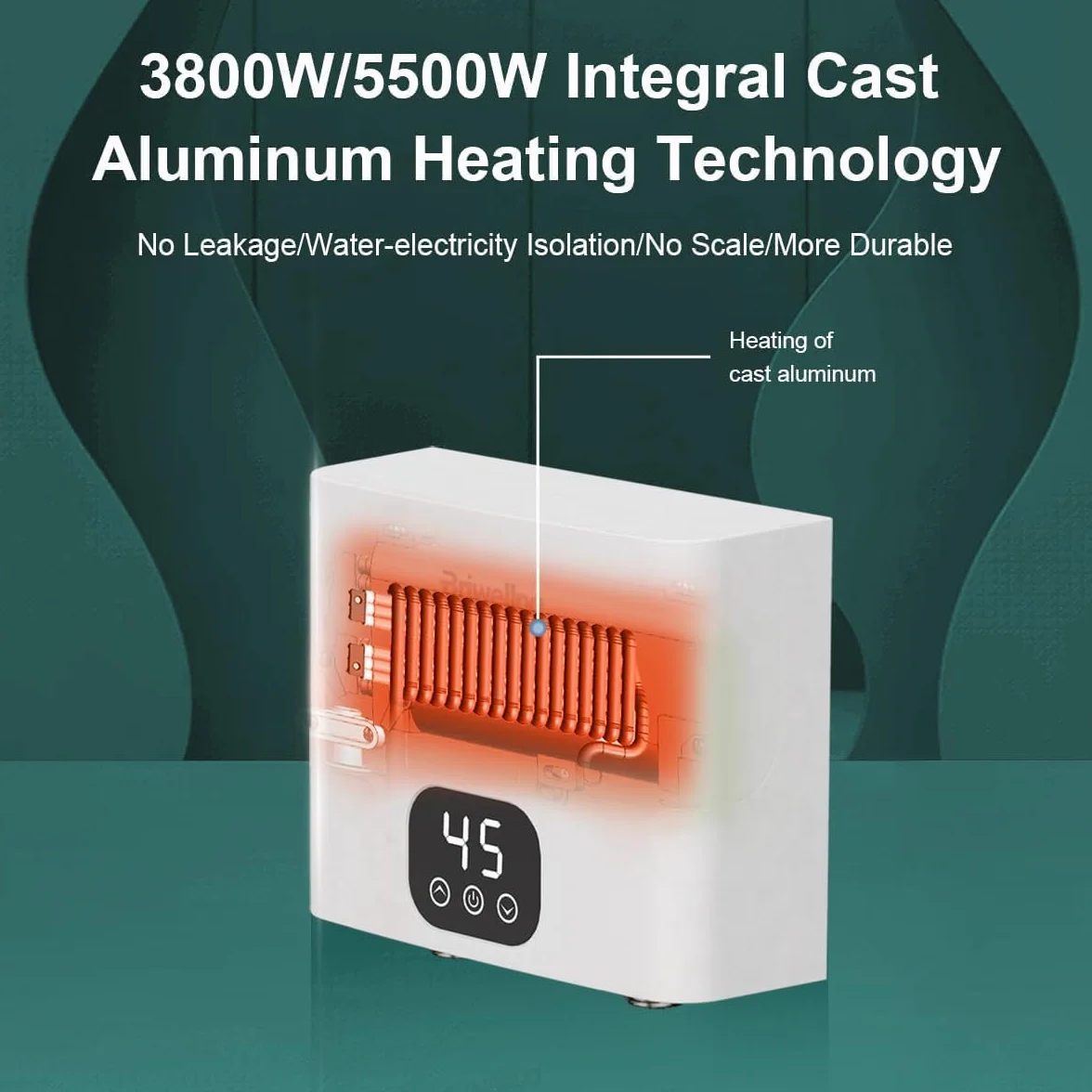 220V Calentador Agua Instantaneo Eléctricos,5500w Termo Eléctricos con Indicador LED de Temperatura,Sin tapón, Resistente a La Presión, Apto Para Lavabos, Cocinas, Fregaderos