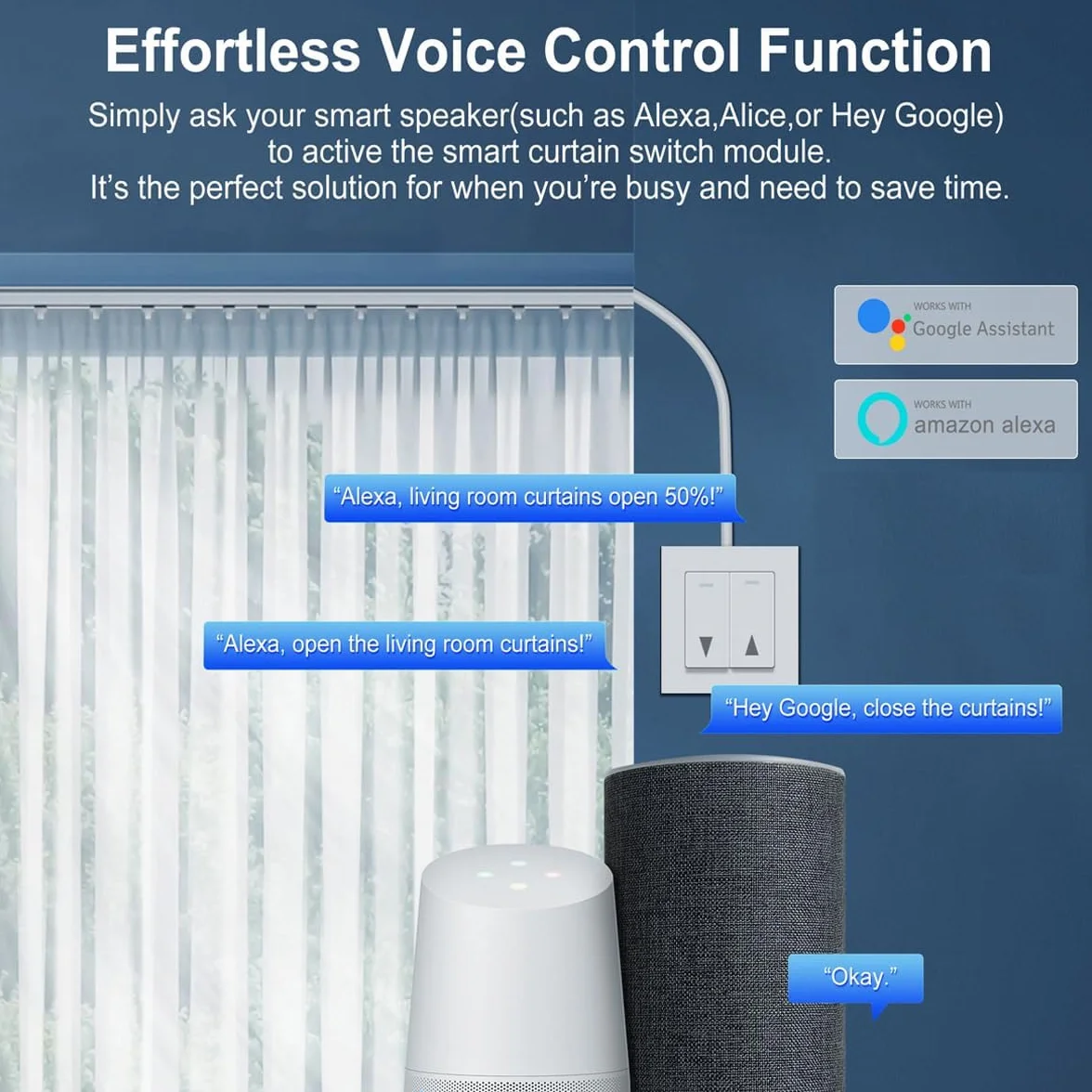 Kit interruptor de persianas WiFi inteligente (3 piezas interruptor + mando a distancia RF) – Compatible con Google Home, Alexa, App Tuya/Smart Life, control manual y remoto