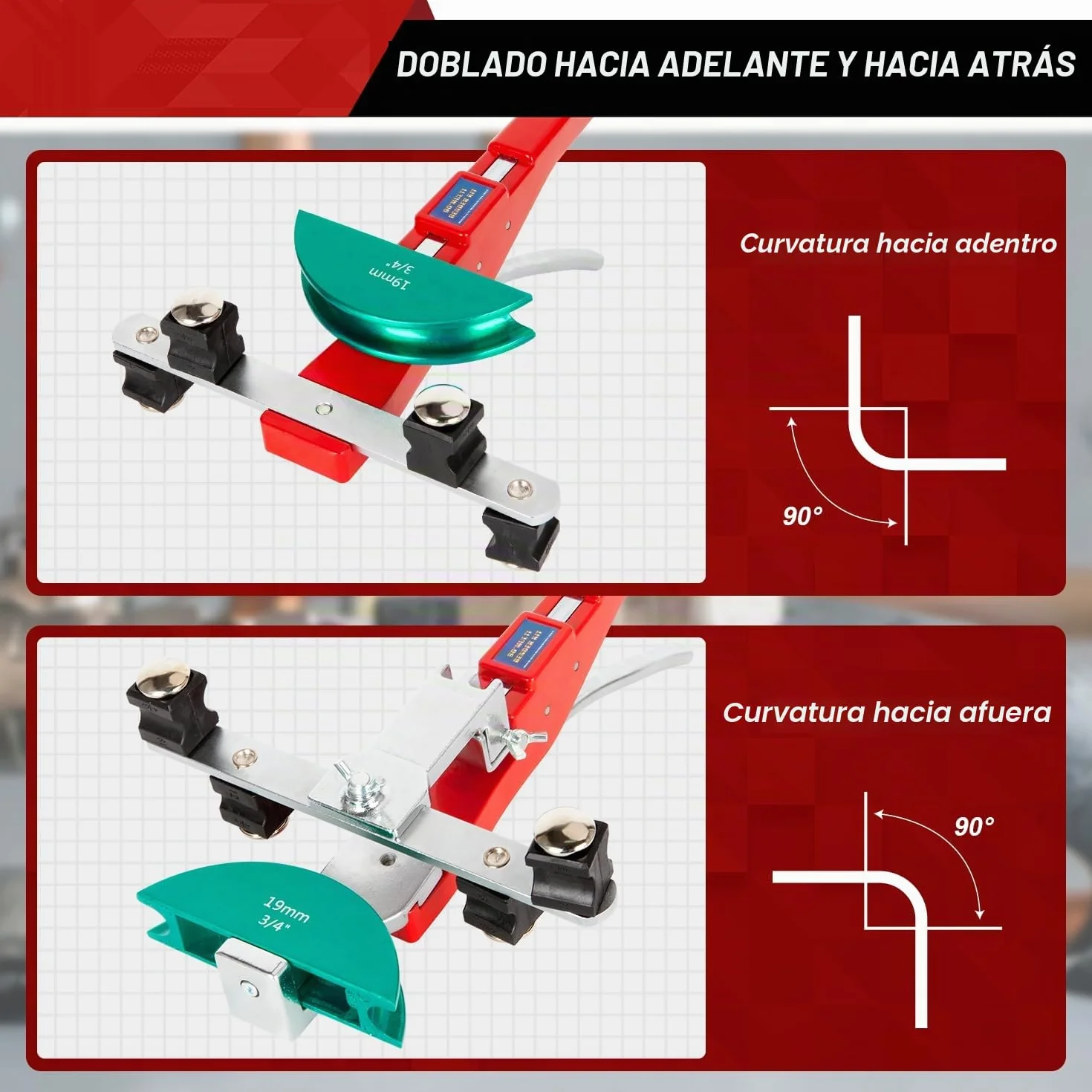 Dobladora de tubos de cobre y tubos de freno manual con cortador de tubos, desbarbador para aire acondicionado, alicates de flexión, línea de freno, herramienta de flexión de 1/4 "- 7/8"