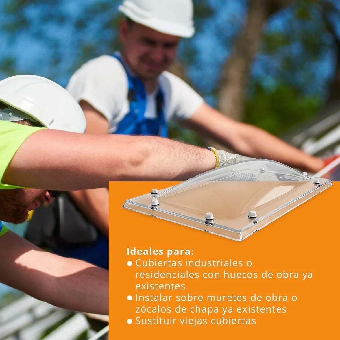 Cúpula Transparente para Claraboya techo Rectangular - Incluye Juntas, Fijaciones y Accesorios de Montaje - Tragaluz - Fabricada en Metacrilato - CxD = 40 x 70 cm - ExF = 54 x 84 cm