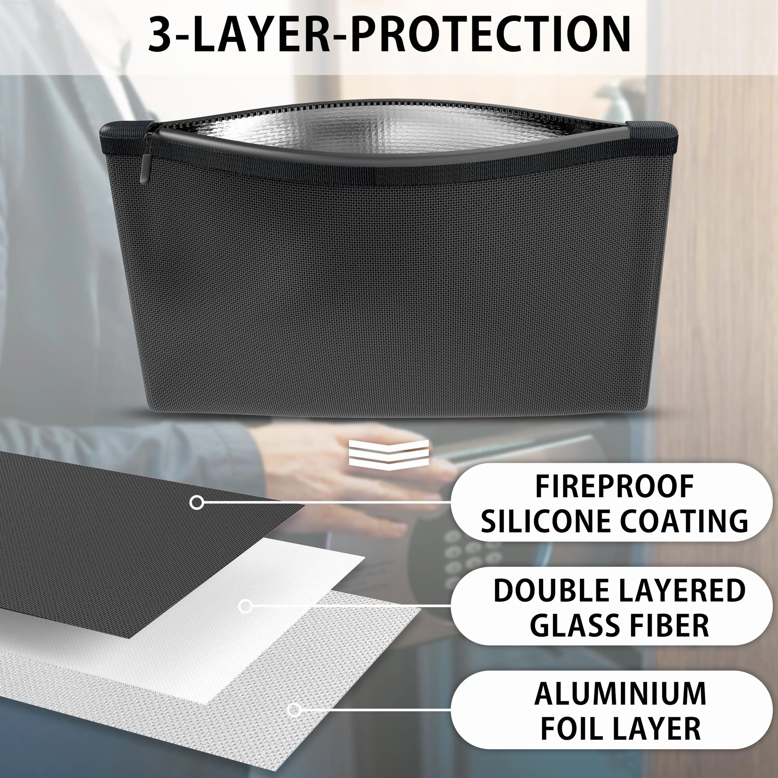 Bolsa Ignifuga para Dinero y Documentos 13,5 x 20,5 cm con Revestimiento Interior de Aluminio y Cremallera Impermeable Caja DIN A6