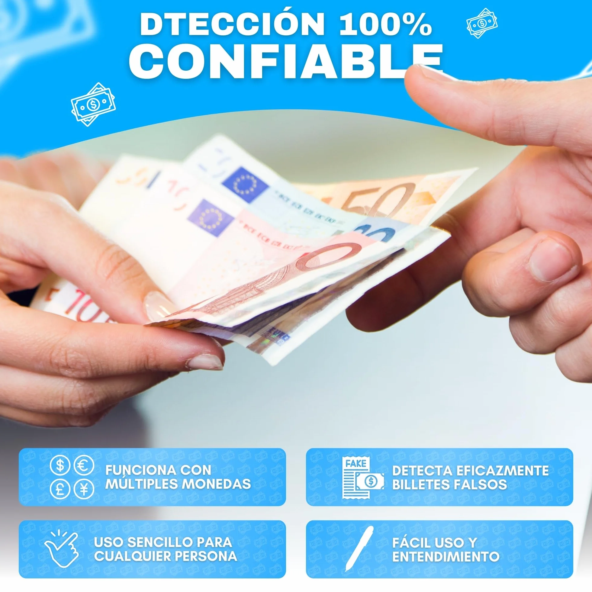 Rotulador Detector de Billetes Falsos 6 Uds Comprobación Rápida Euros Dólares Libras