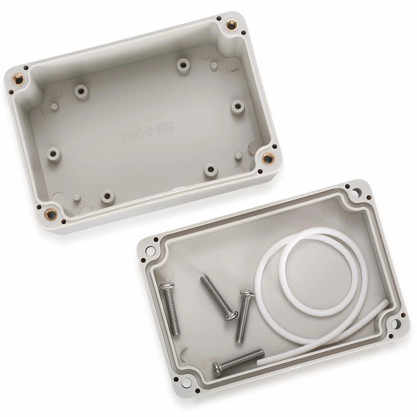 2 Piezas Cajas de Conexiones, Caja de Derivación Estanca Exterior Electricas, Cajas de Proyectos Electrónica Plástico, Conexiones Cables Electricos Estancos (100X68X50MM, Blanco grisáceo)