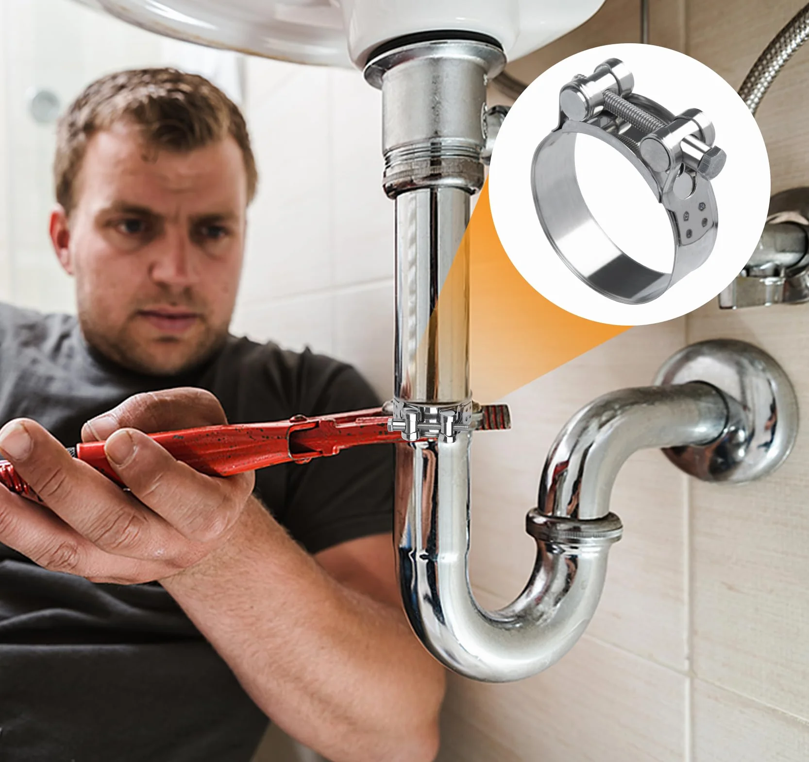 ilauke Juego de 4 Abrazaderas Metalicas, 29-31 mm Ajustables Abrazaderas para Manguera, de Acero Inoxidable 304 para Tuberías de Agua, Fontanería, Gas Doméstico y Aplicación Mecánica