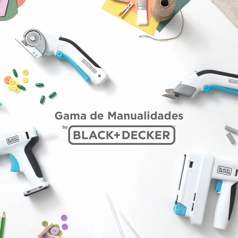BLACK+DECKER BCN115-XJ - Grapadora 3,6v, Diseño ultra-ergonómico, Batería 1,5Ah Litio, Carga USB, Incluye 500 grapas 14mm y 500 clavos 15mm