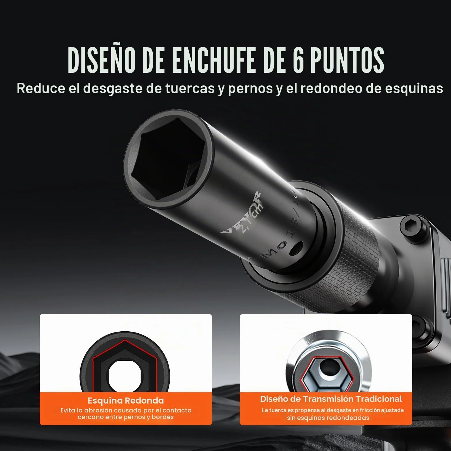 VEVOR Juego de Vasos de Impacto 1/2" 3/8" Juego de Vasos de Impacto Métricos 59 piezas 6-32 mm Acero de Aleación CR-Mo 6 Puntos Marcas de Tamaño Fáciles de Leer para Reparación de Automóviles