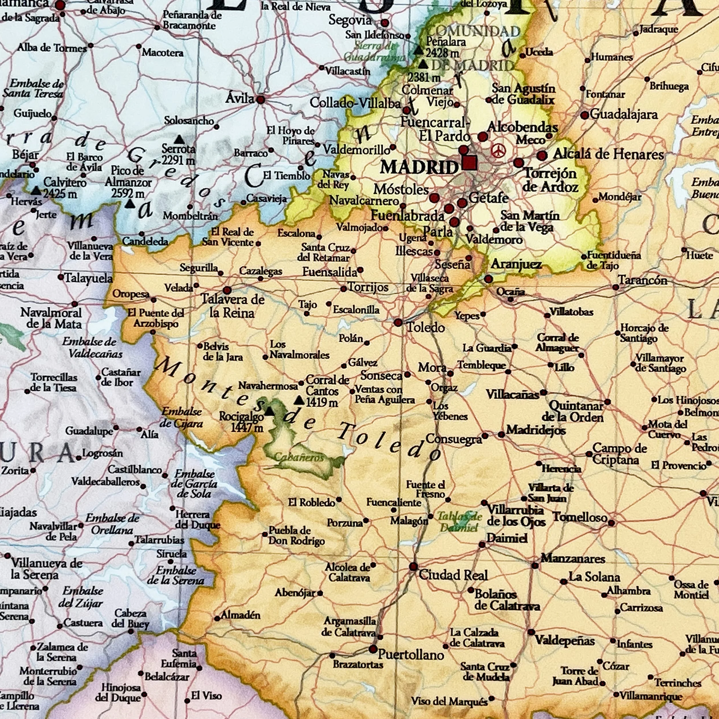 Póster del Mapa Mundi + REGALADO: Un Mapa de España y Portugal | Diseñando Mapas para 50 años | Maps International - Detalles Cartográficos |Colores clásicos