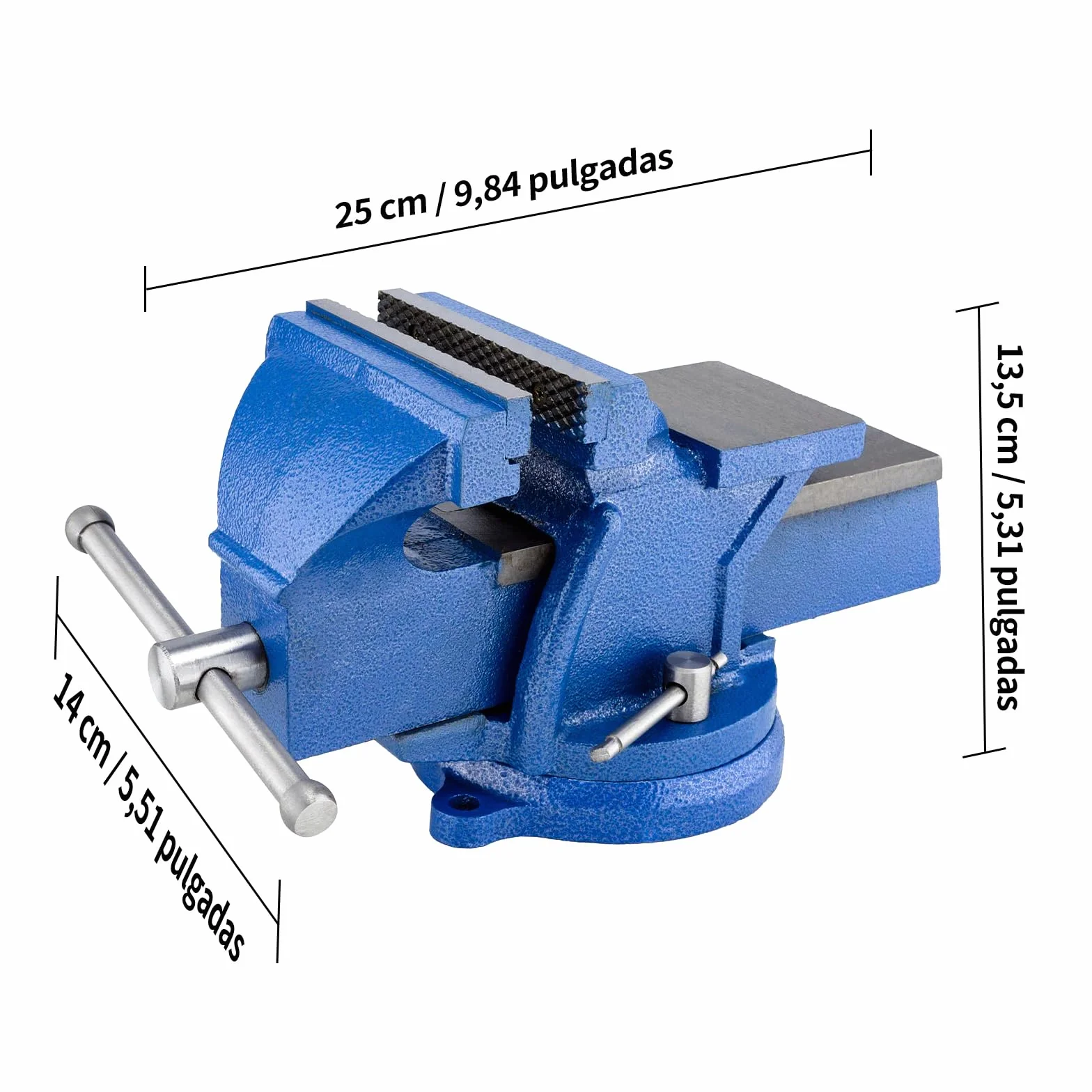 HYCHIKA Tornillo de Banco 125mm(5 pulgadas), 360 ° Se Puede Girar, Tornillo de Banco de Trabajo de Hierro Fundido, para Madera Metalurgia Perforación