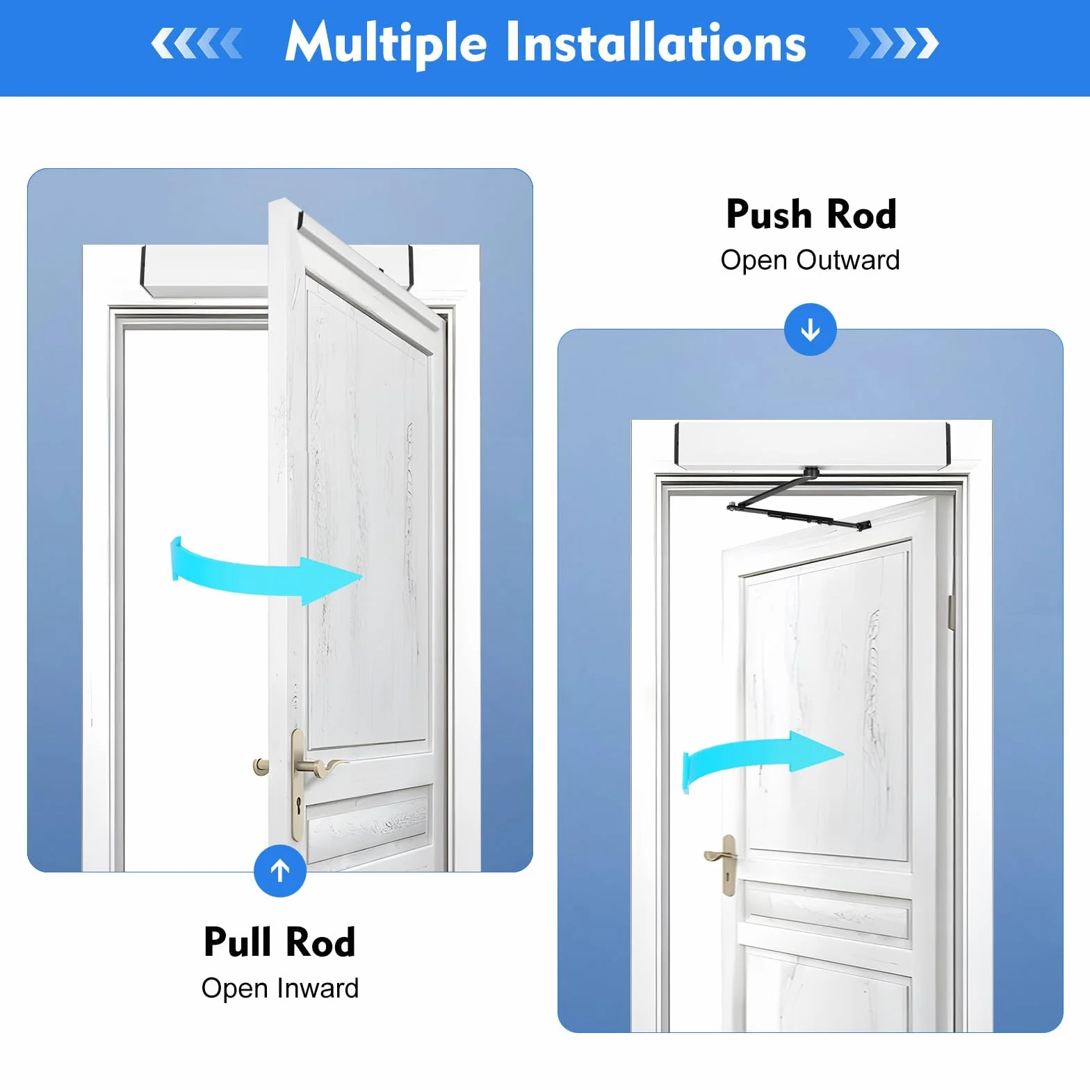 Abridor de Puerta Automático 50W Accionamiento Automático para Puerta 120 Grados Automatic Swing Door Opener 15m Remote Control 30kg Closing Force IP12D con 5 ID Cards y 1 Sensor