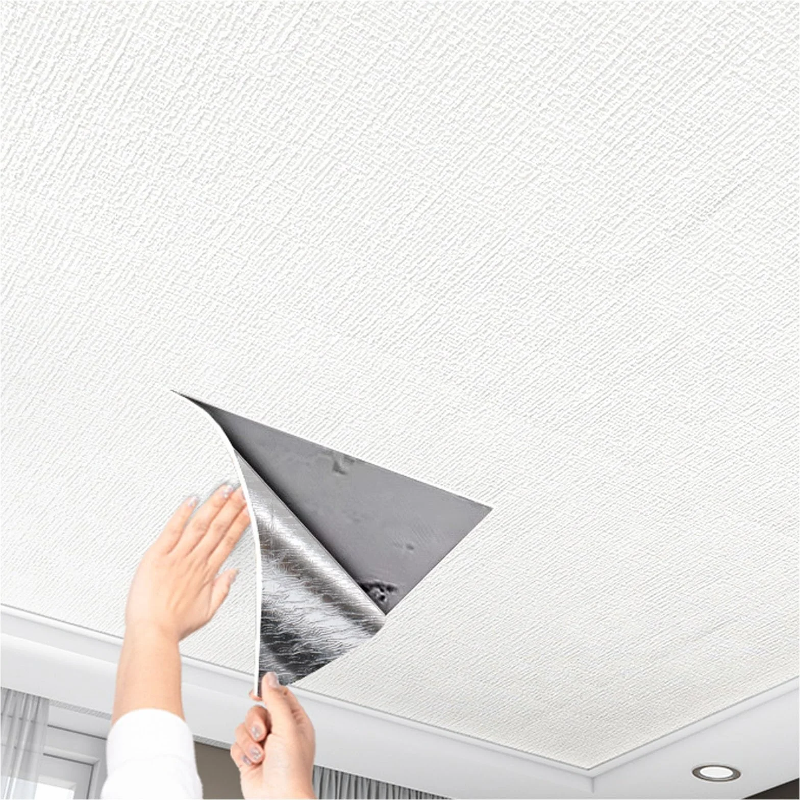 Paneles de techo autoadhesivos, papel tapiz impermeable con textura de lino 3D para sala de estar, cocina, dormitorio, térmicos, a prueba de humedad, 6 mm, XPE