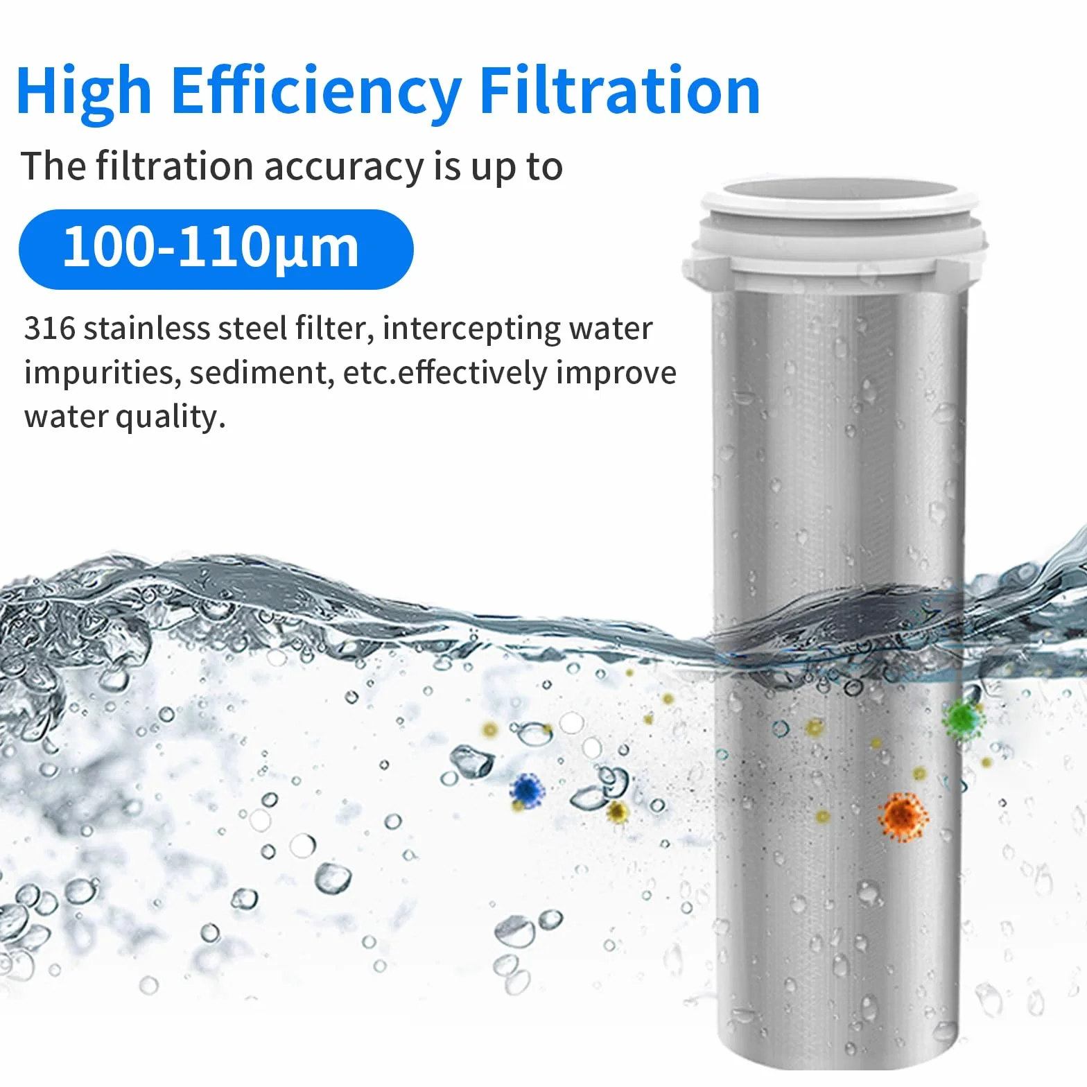 Filtro de agua con finura de filtro de 100μm, prefiltro de sedimentos filtro de sedimentos de 1 pulgada, filtro de tamiz lavable, filtros de repuesto reutilizables para manguera de agua de pozo