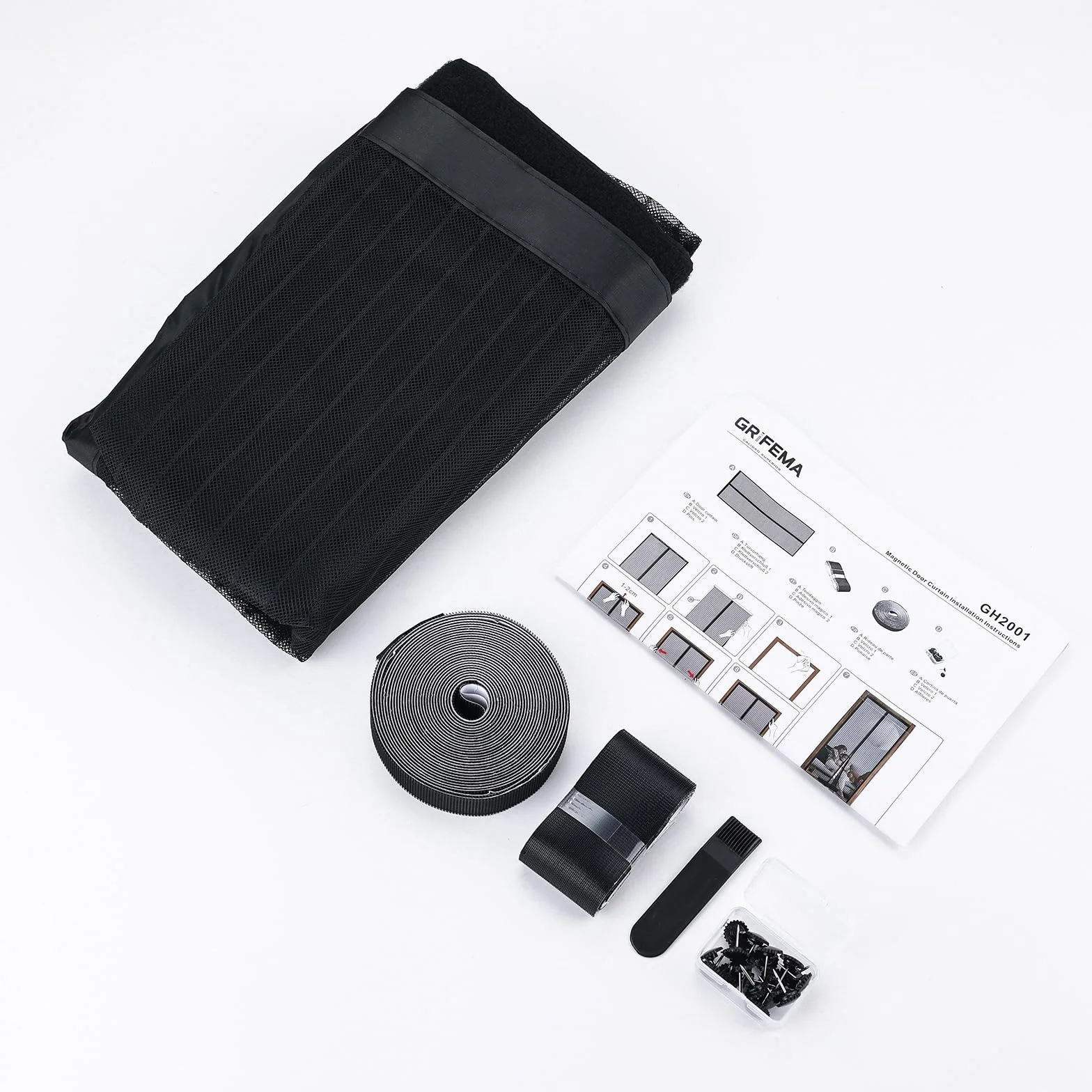 GRIFEMA GH2001-8 Mosquitera Magnética para Puerta 80×200 CM Negro