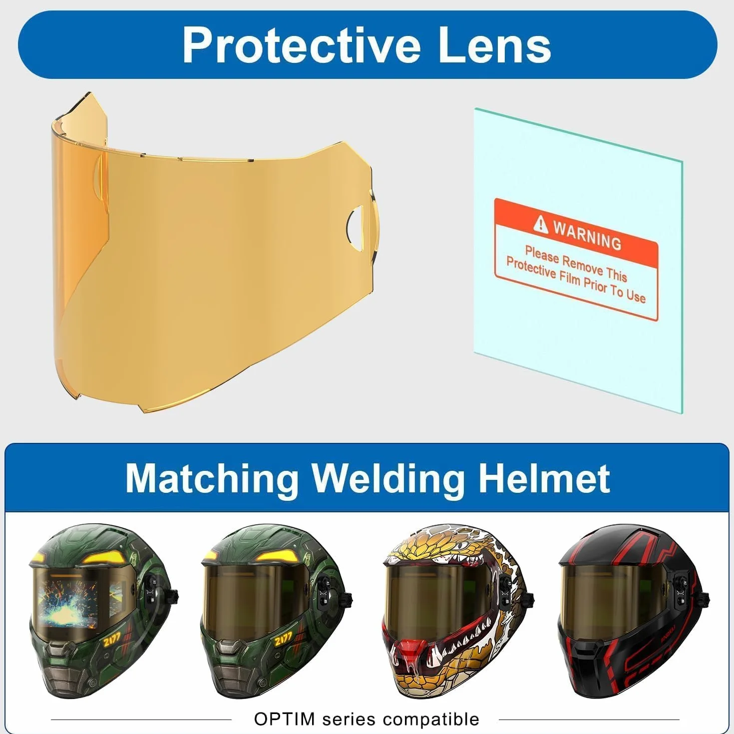 ANDELI Juego de lentes de repuesto: 5 lentes exteriores + 2 lentes de protección interior para casco de soldadura ANDELI OPTIM (amarillo) – Gran campo de visión