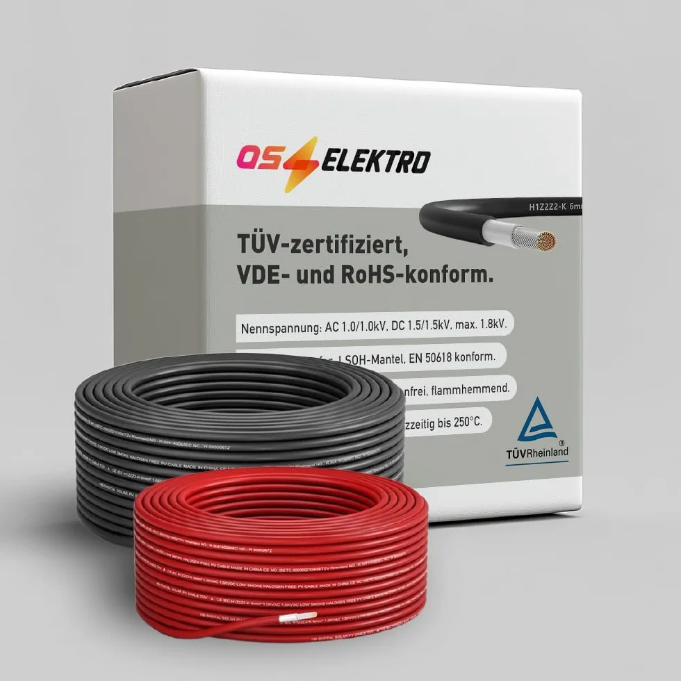 Oss Electric H1Z2Z2-K - Cable solar (6 mm², certificado TÜV (negro, 100 m)