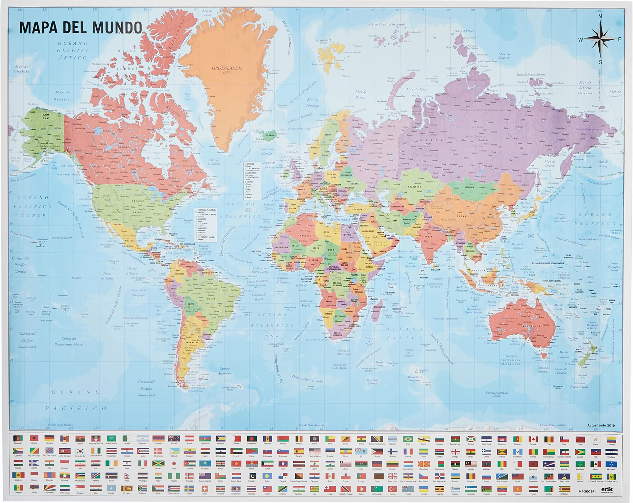 Grupo Erik Editores Mini póster Mapa del Mundo 40 x 50 150 gr