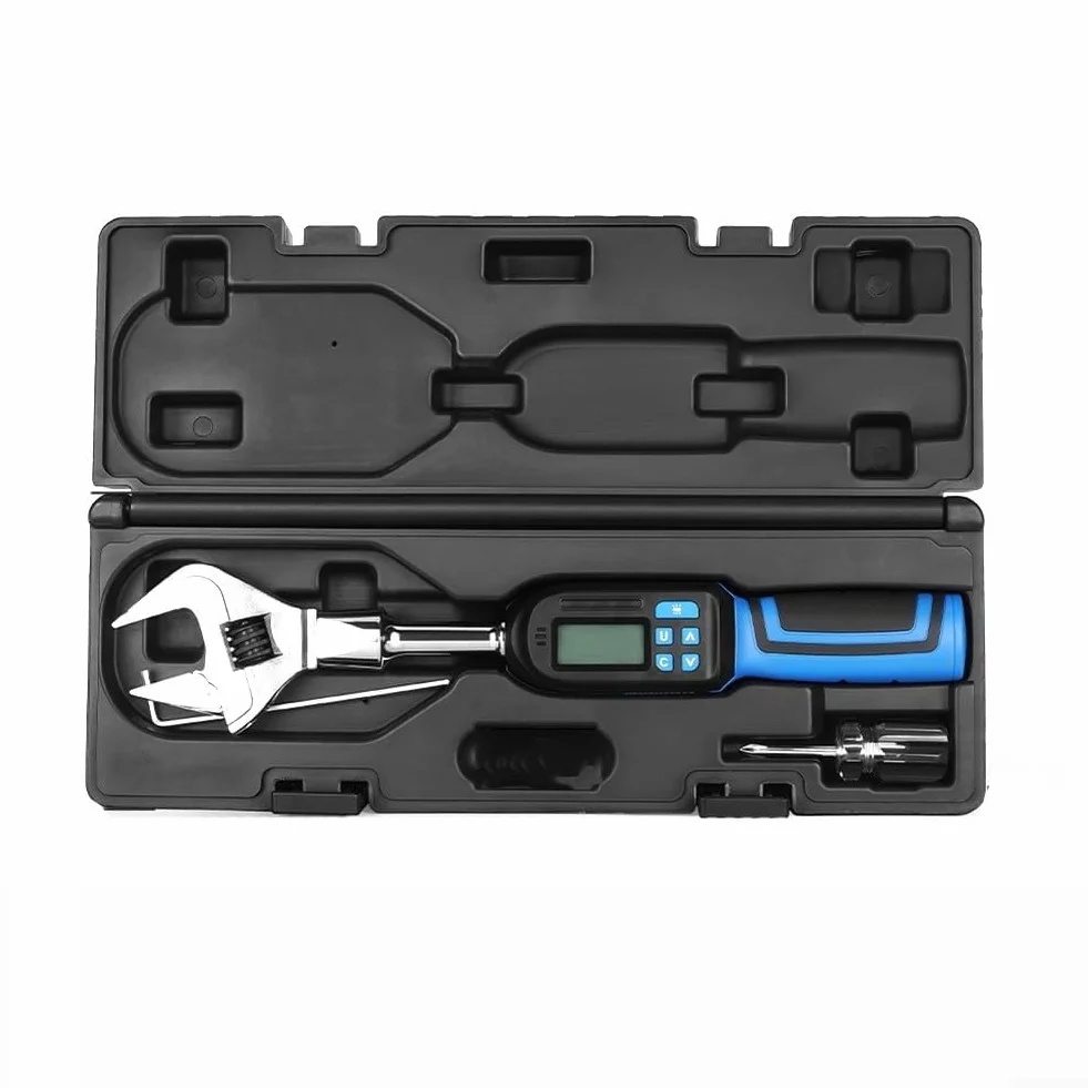 Llave dinamométrica digital con rango ajustable de 6,8 a 135 Nm, LED y sonido, registro de datos, precisión de ± 2%, acero al cromo vanadio para automoción