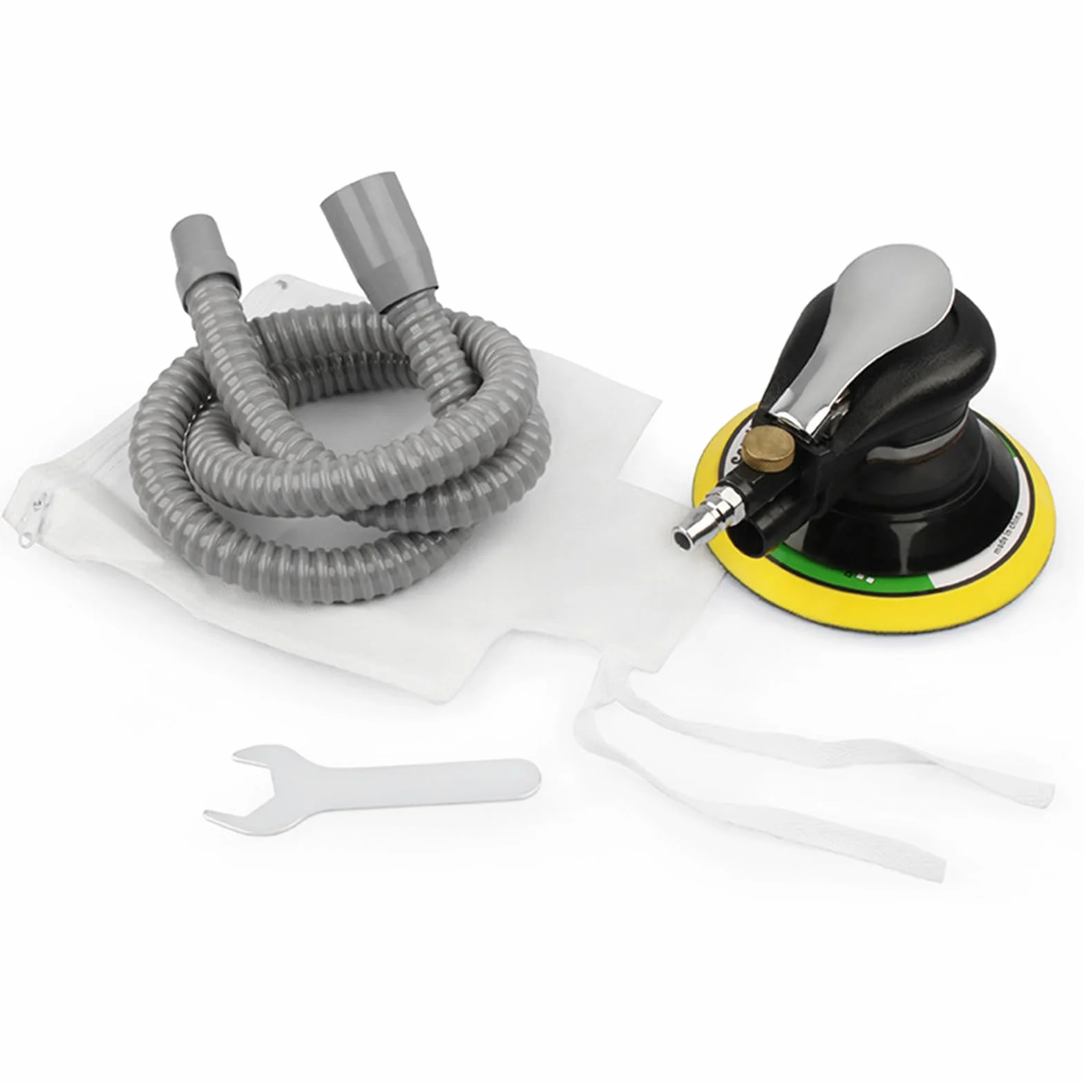 Lijadora Orbital Neumática Profesional de 6'' - 13500 RPM, Con Manguera y Bolsa Para Pulido y Lijado de Automóvil, Metal, Madera y Cera