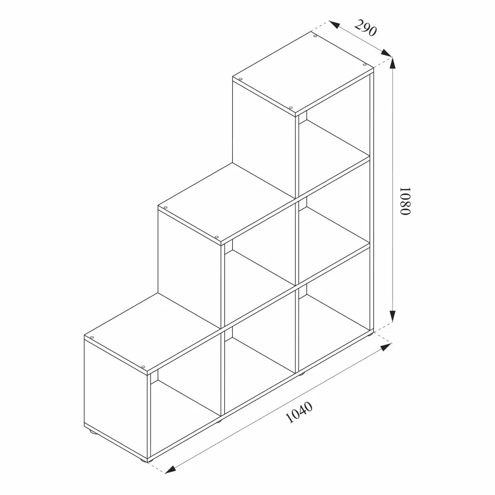 Vicco Estantería escalonada Sonoma 105 x 107.5 cm Separador de ambientes 6 estantes