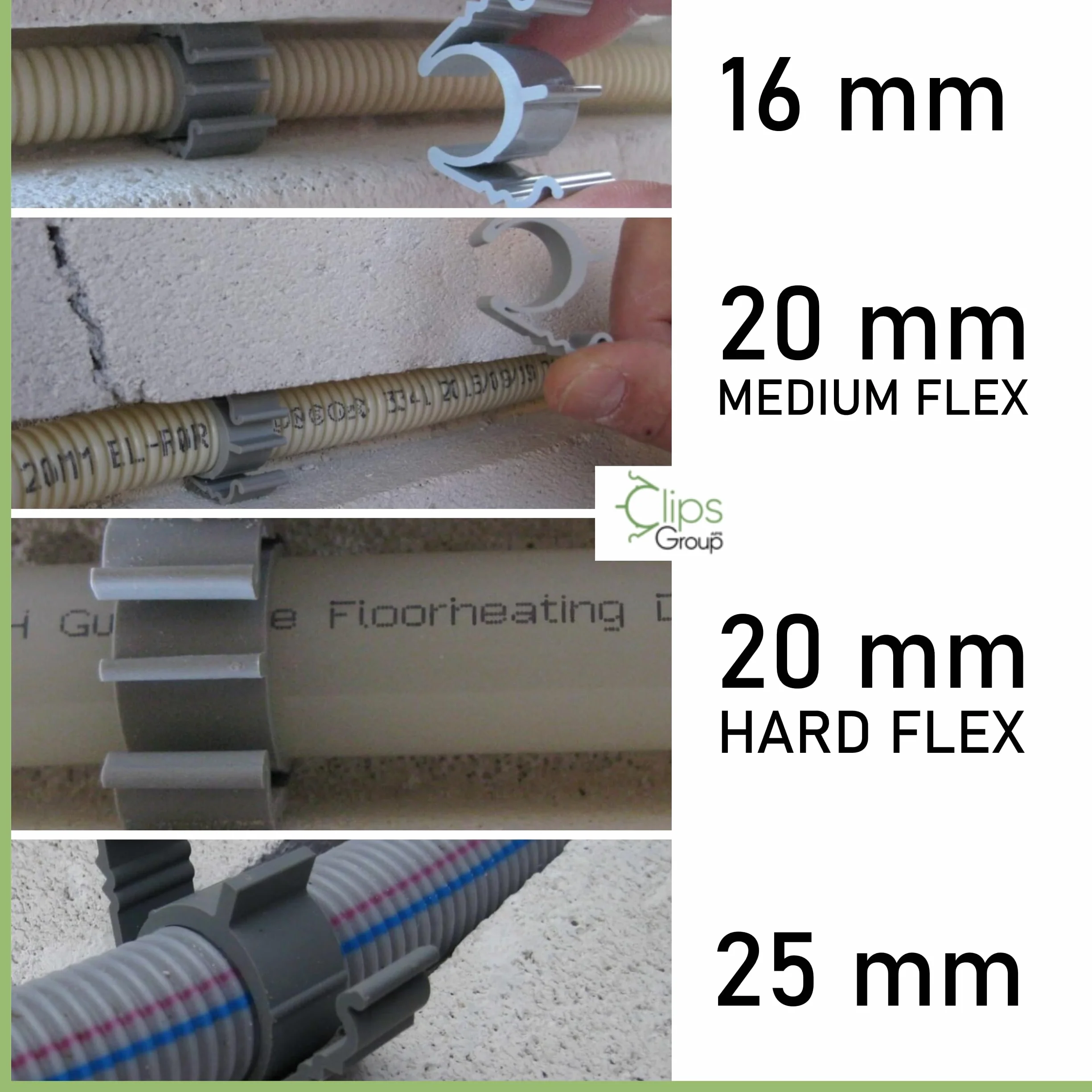 CLIPS-Group PRO clip 50 piezas sujetadores de tubos y cables 8/16/20/25 mm - Sin martillo, Sin taladrar | Abrazaderas de tubo, abrazaderas de sujeción, soporte de tubo, clip de tubo | Ancla de bucle