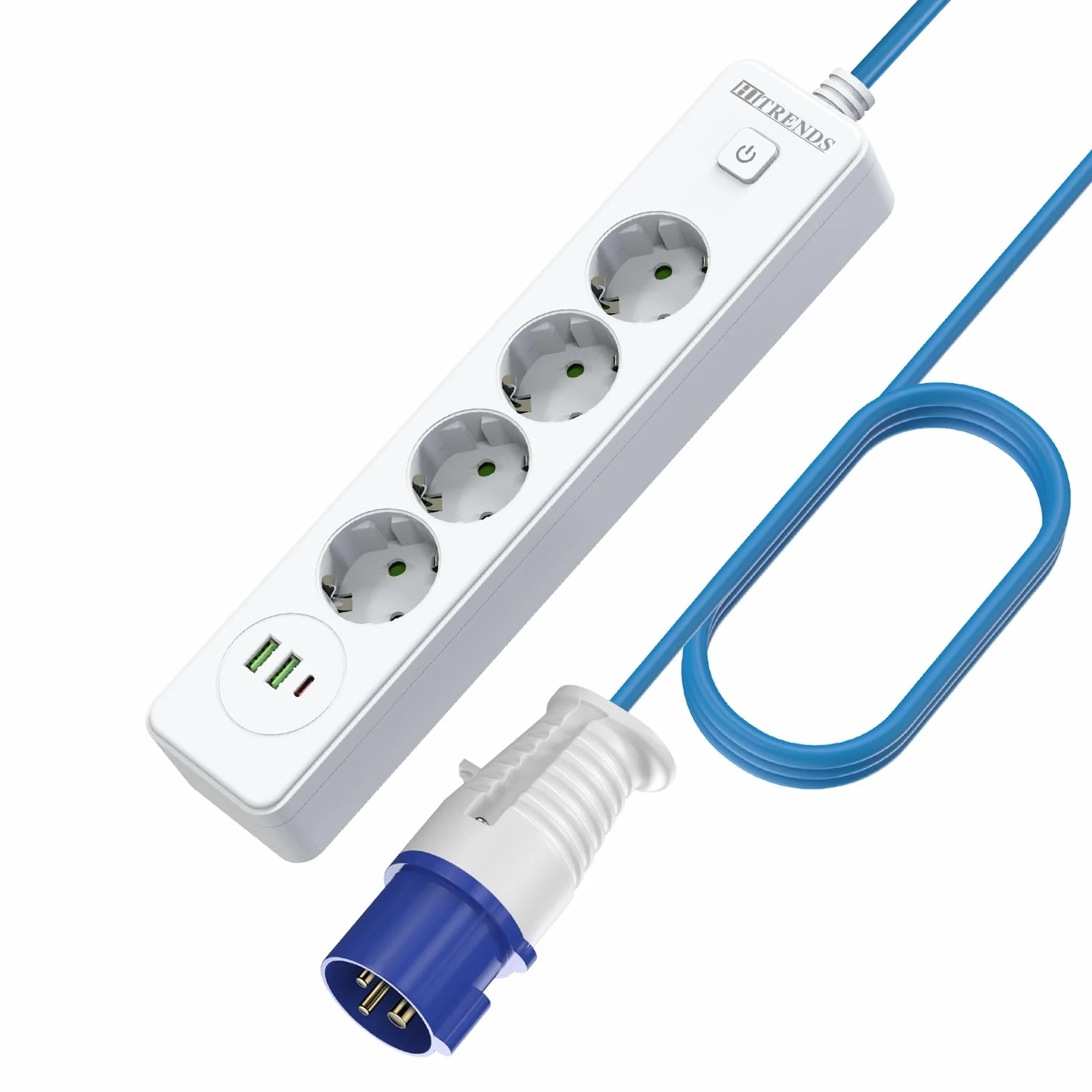 Cable adaptador CEE, cable de 1,5 m, conector CEE y conector de protección de contacto