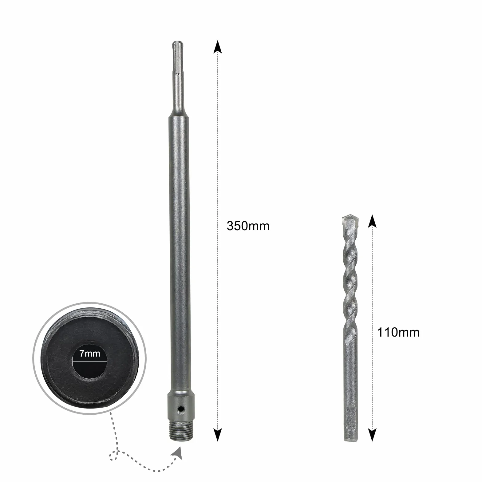 CCLIFE 350 mm Adaptador SDS PLUS para Sierra Corona Perforadora Hormigón + Broca 7 x 110 mm