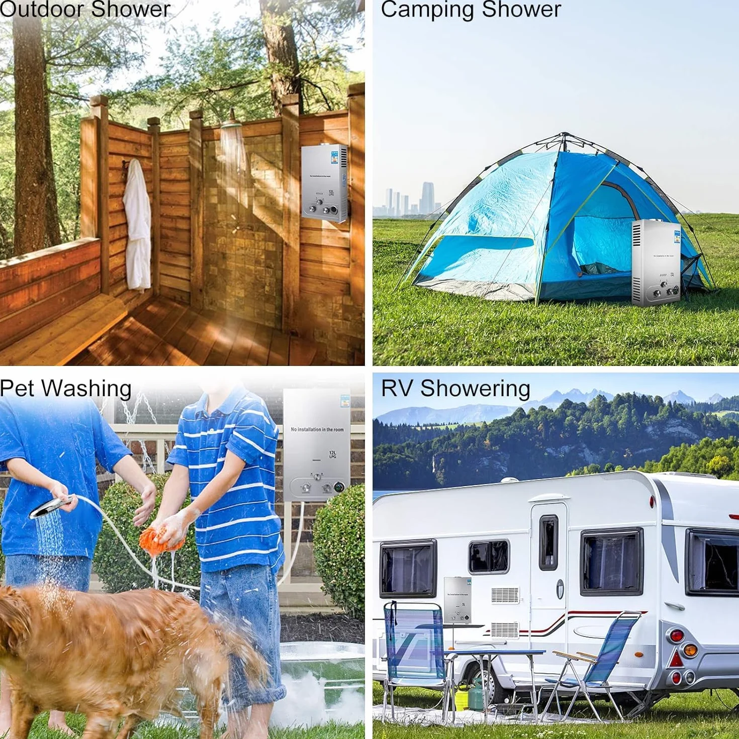 Calentador de Agua Butano de Gas de 10L,Calentador de Agua Portátil de 20KW,Calentador Gas 10L / min,con Modos de Invierno y Verano,para Baño/Cocina/Autocaravana/Camping (10, Litros)