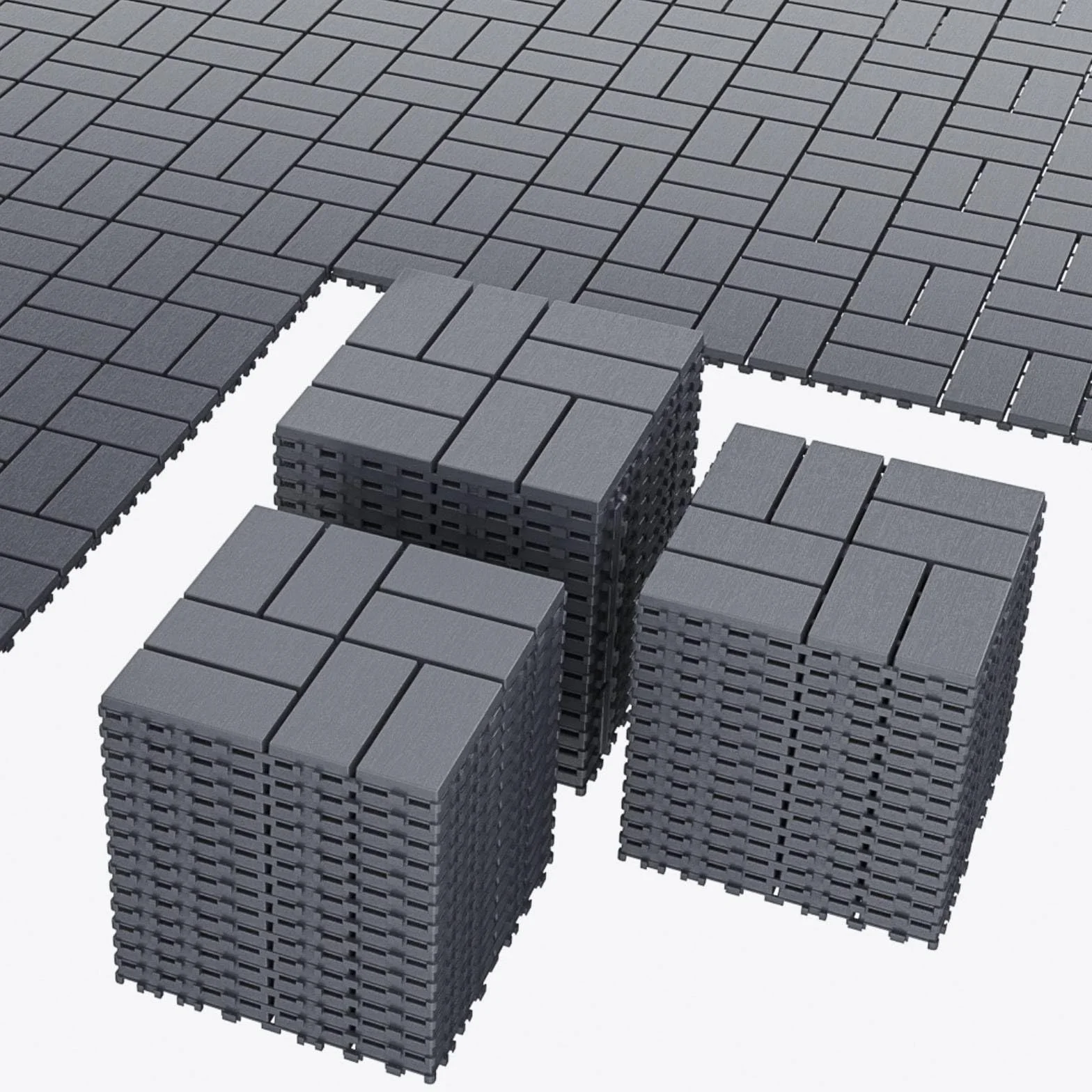 Baldosas WPC Exterior Antideslizantes Impermeables Click Suelo Composite Gris 30x30 cm 4 m²