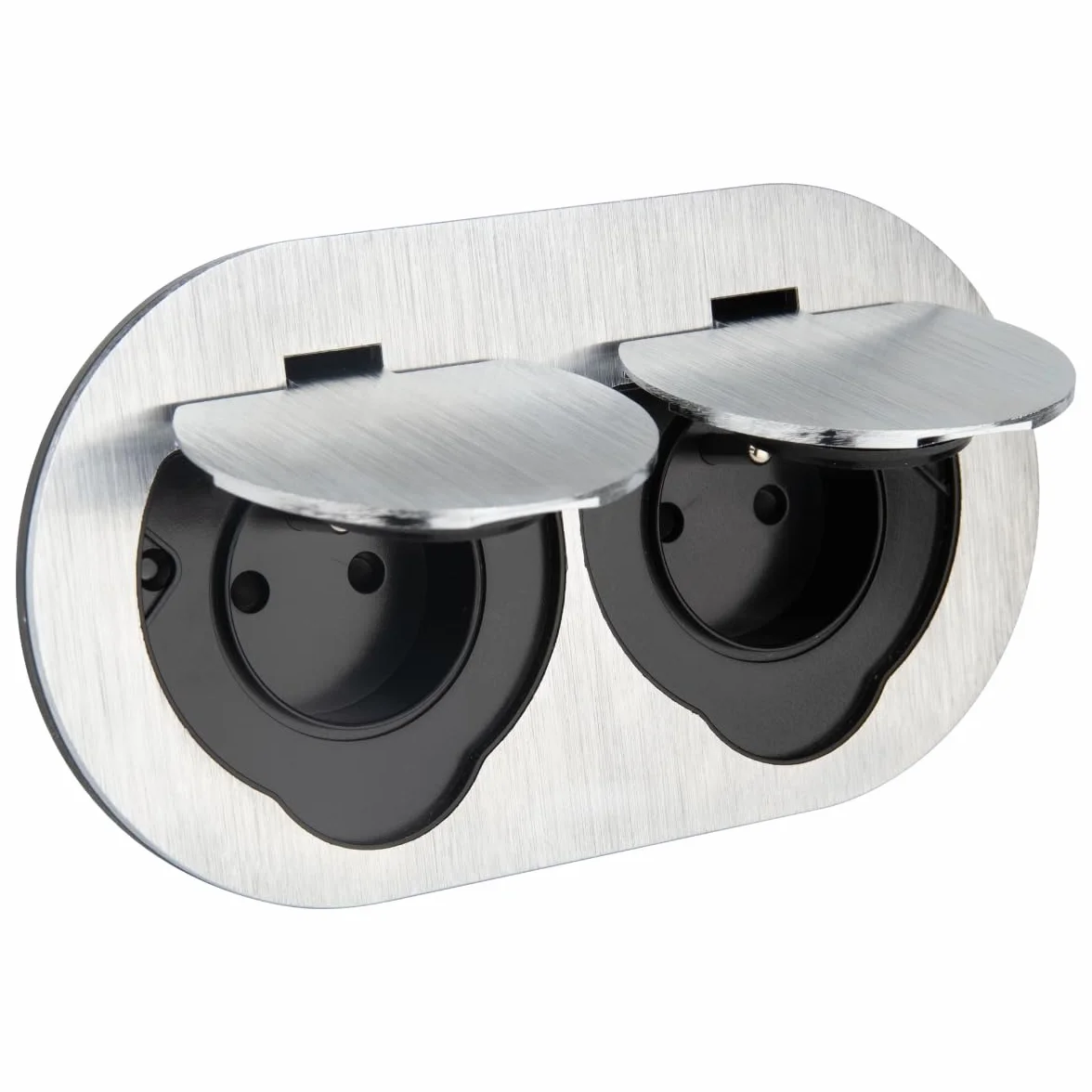 THOMSON Protec – Doble toma de suelo impermeable inicial 16A 2P+T IP55 – Metal cepillado