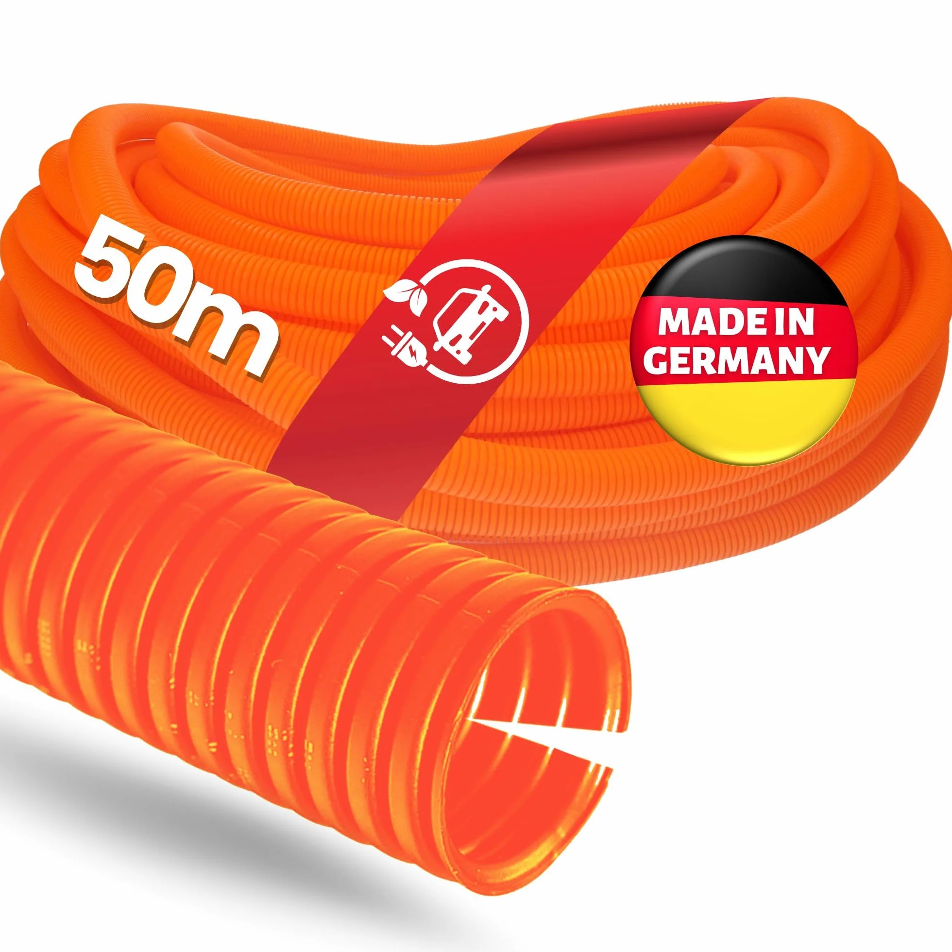 Kalitec Tubo Corrugado PPmod NW 22 de 50 m, Canal de Cable, Naranja | Tubo protector de polipropileno flexible sin ranurar, resistente a qu micos y temperatura para protecci n de cables