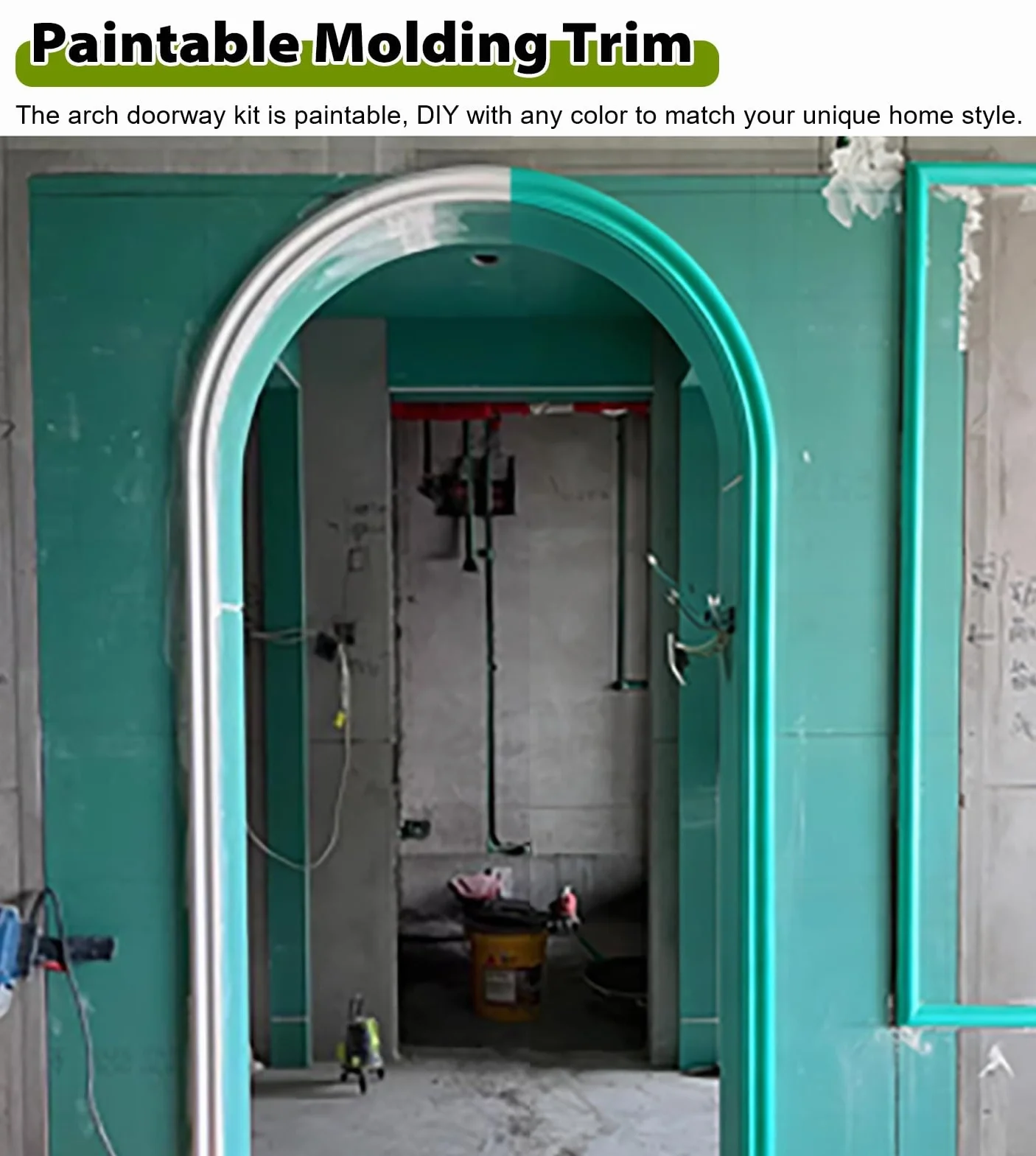 Moldura flexible de pared para arco de puerta, kit de arco prefabricado para marco de puerta, marco curvo interior de medio círculo para puerta para decoración del hogar