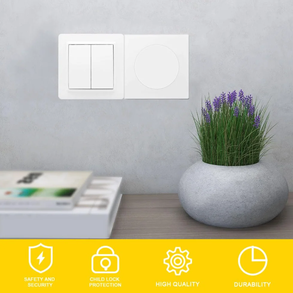 2Pcs Placa de Pared Decorativa,86 x 86 mm, Autoadhesivas Tapa Ciega Enchufe Pared, Cubierta para Enchufes con Orificio Extraíble para Enchufes o Interruptores no Utilizados(Blanco)