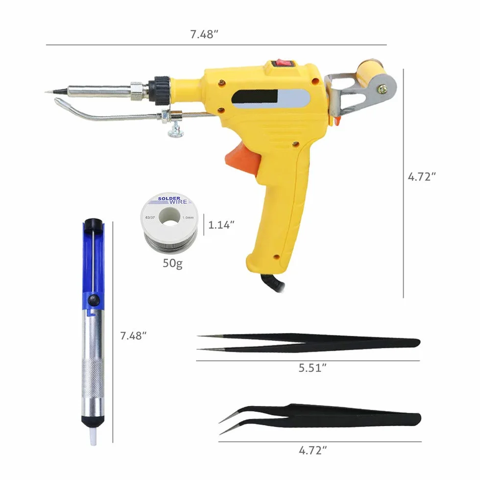 DIYARTS Kit De Soldador Pistola De Soldadura Herramienta De Reparación Automática De Soldadura De Hierro De Mano con Calefacción Interna (Yellow)