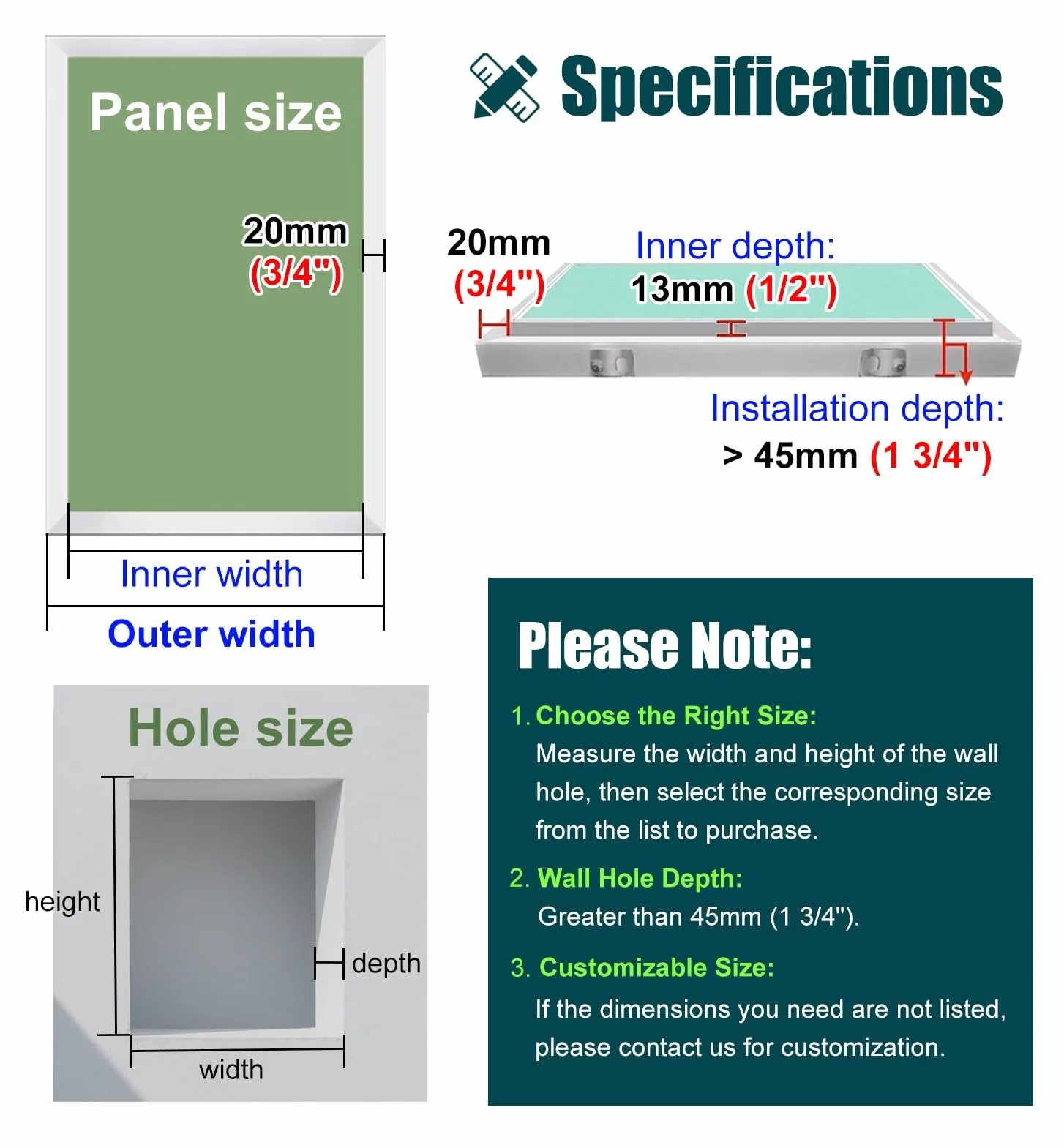 ZIMGOD Trampilla Pladur Puerta Empotrada con Panel de Acceso para Paneles de Yeso y Marco Metálico, Placas de Cubierta de Plomería Ocultas para Pared/Techo, Tapa de Registro(18x36in (45x90cm))